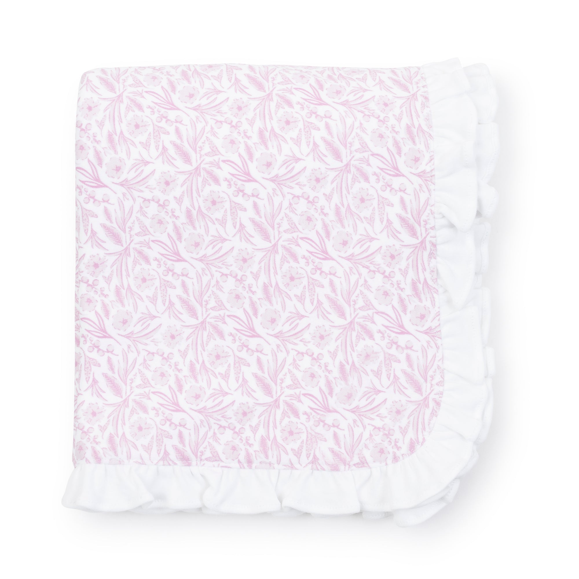 Ruffled Girls' Pima Cotton Blanket - Pretty Pink Blooms