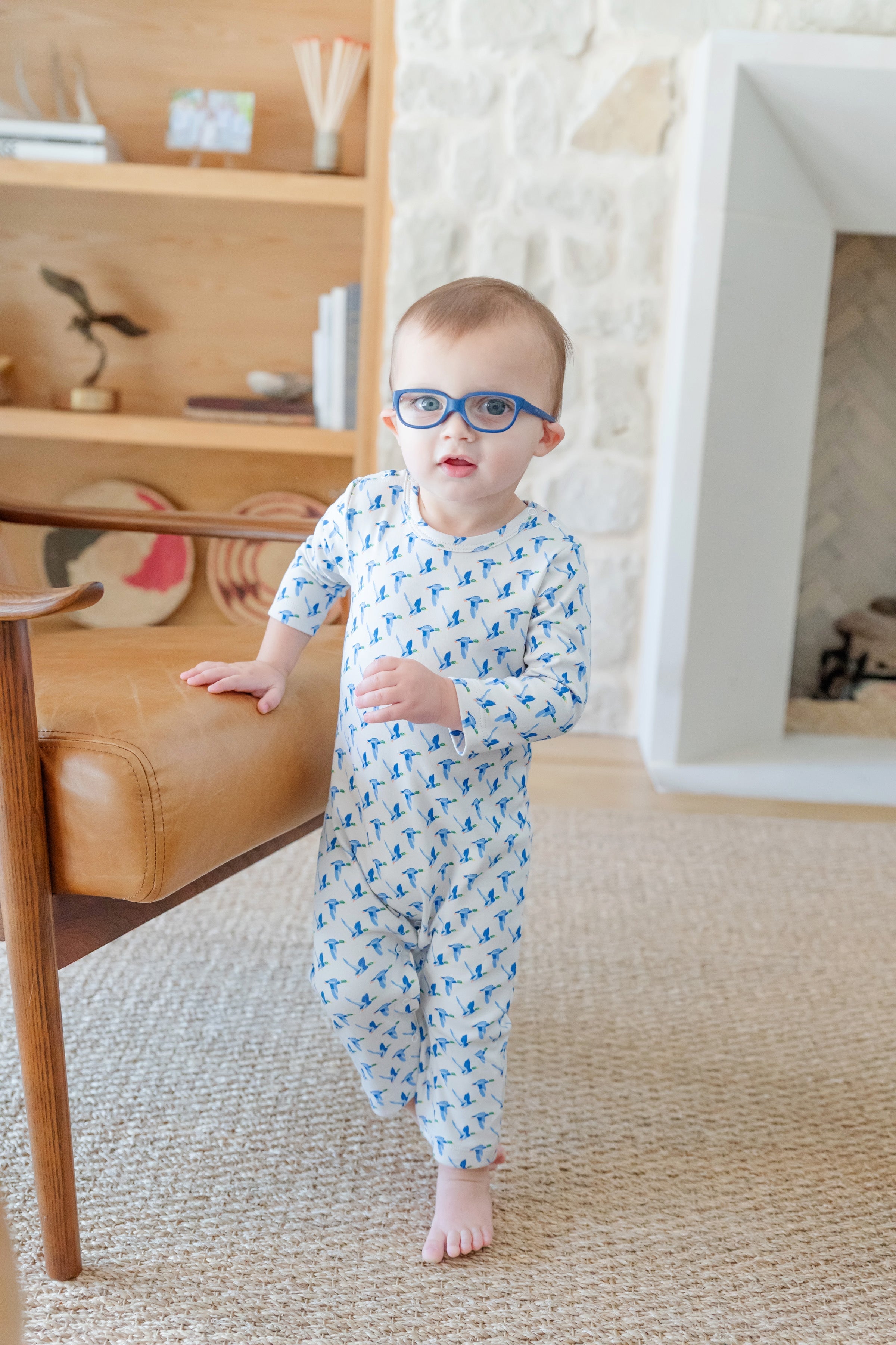 Thompson Boys' Pima Cotton Romper - Mallard Ducks