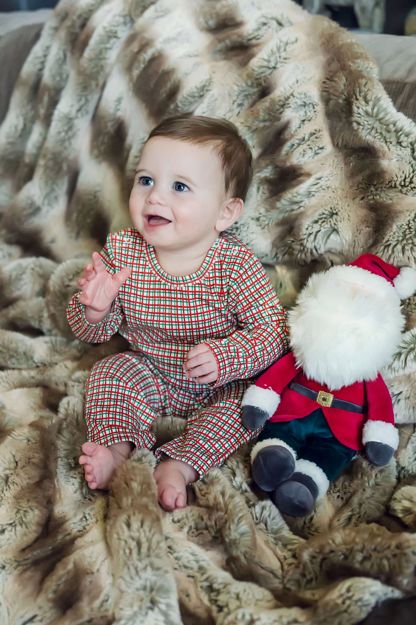 Thompson Boys' Romper - Holiday Plaid