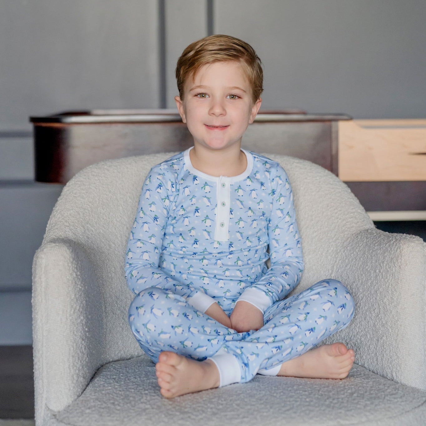 Jack Boys' Pajama Pant Set Penguin Party Blue