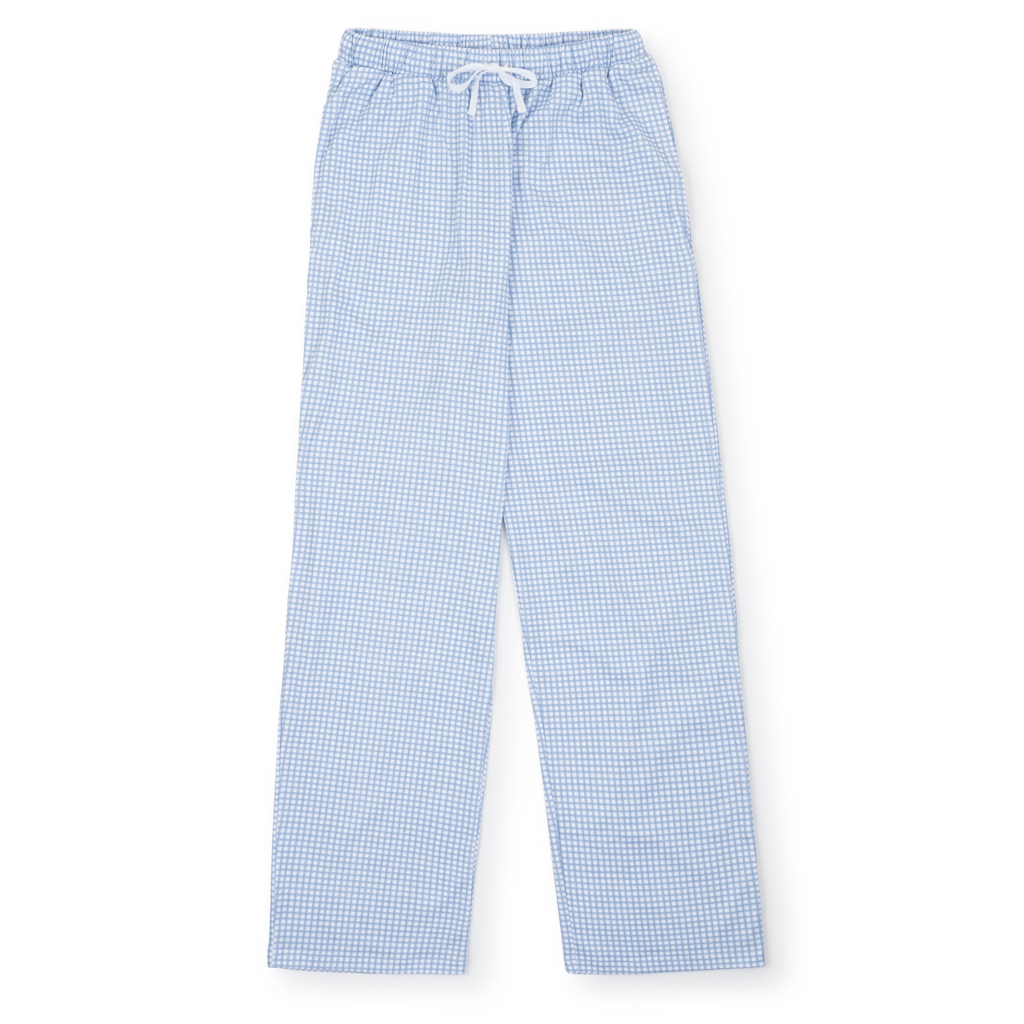 Brent Men's Pima Cotton Hangout Pant - Light Blue Box Plaid