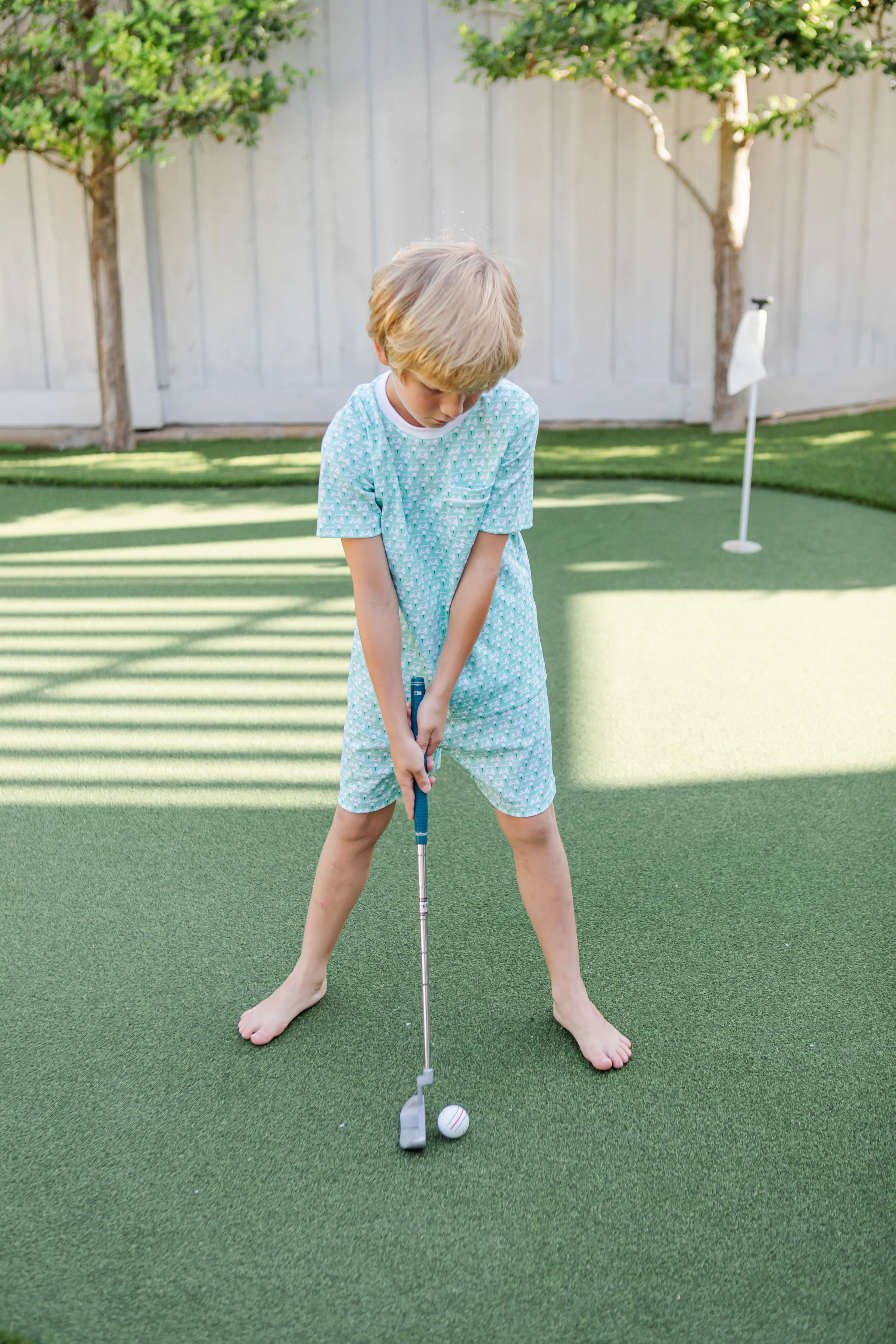 Charles Boys' Pima Cotton Short Set - Golf Putting Green