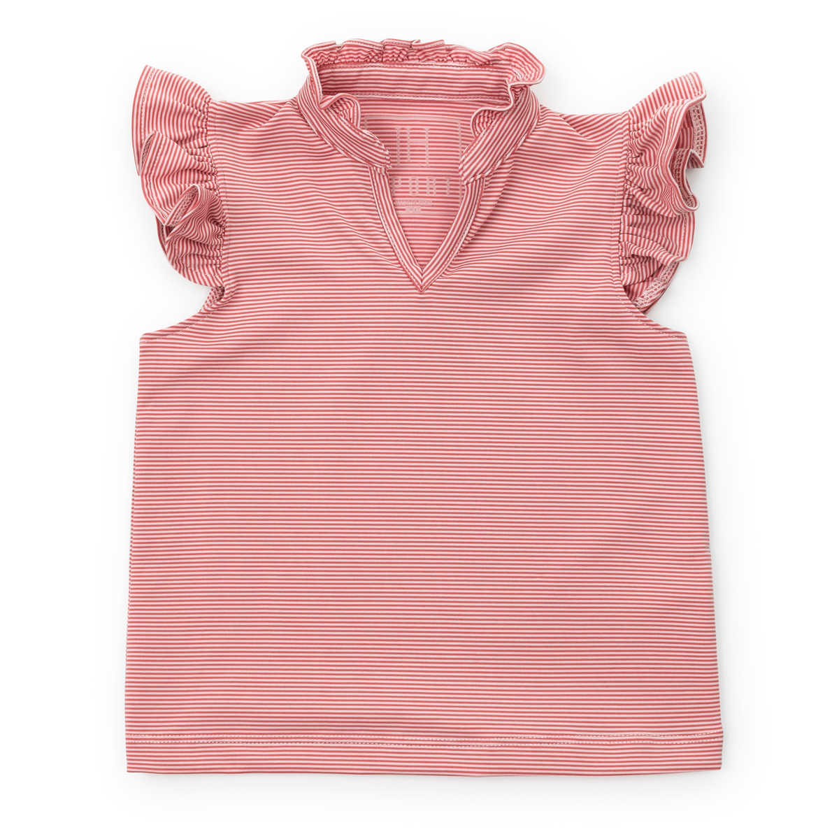 Ellie Girls' Sleeveless Performance Top By Lh Sport Red Stripes (old Fit - Runs Large)