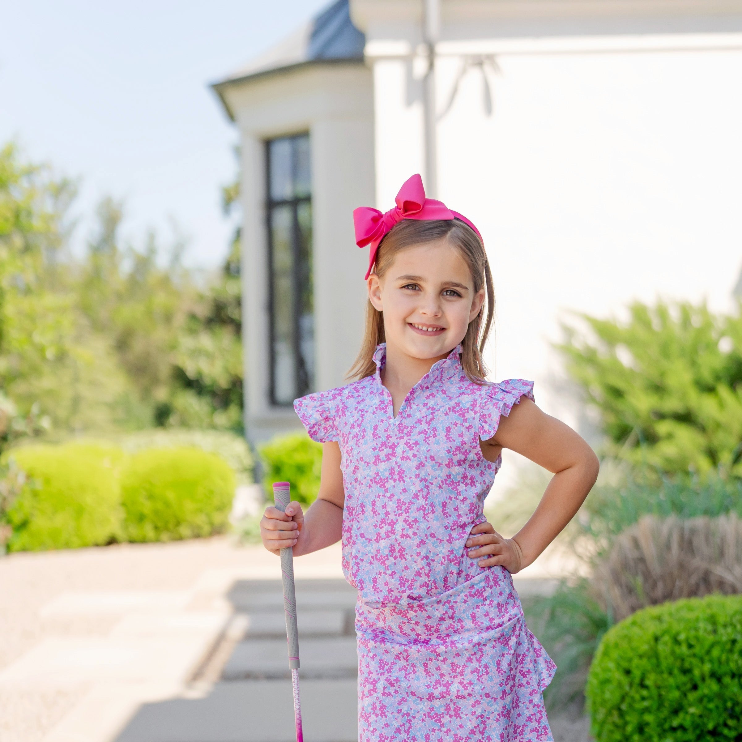 Ellie Girls' Sleeveless Performance Top By Lh Sport Preppy Petals