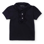 Jane Girls' Pima Cotton Short Sleeve Polo Shirt - Navy