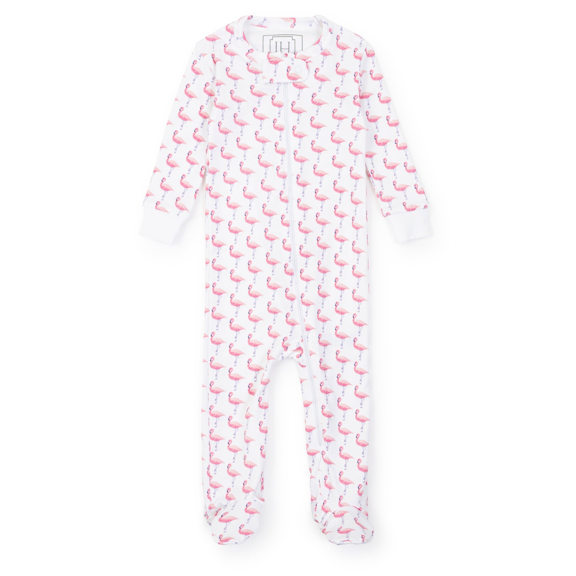 Parker Girls' Pima Cotton Zipper Pajama - Fabulous Flamingos