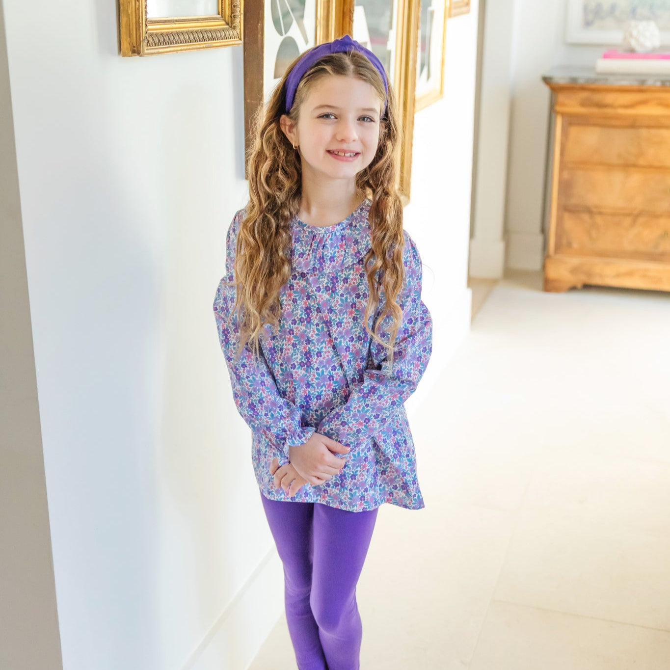 Emma Set Girls' Legging Set - Blackberry Floral