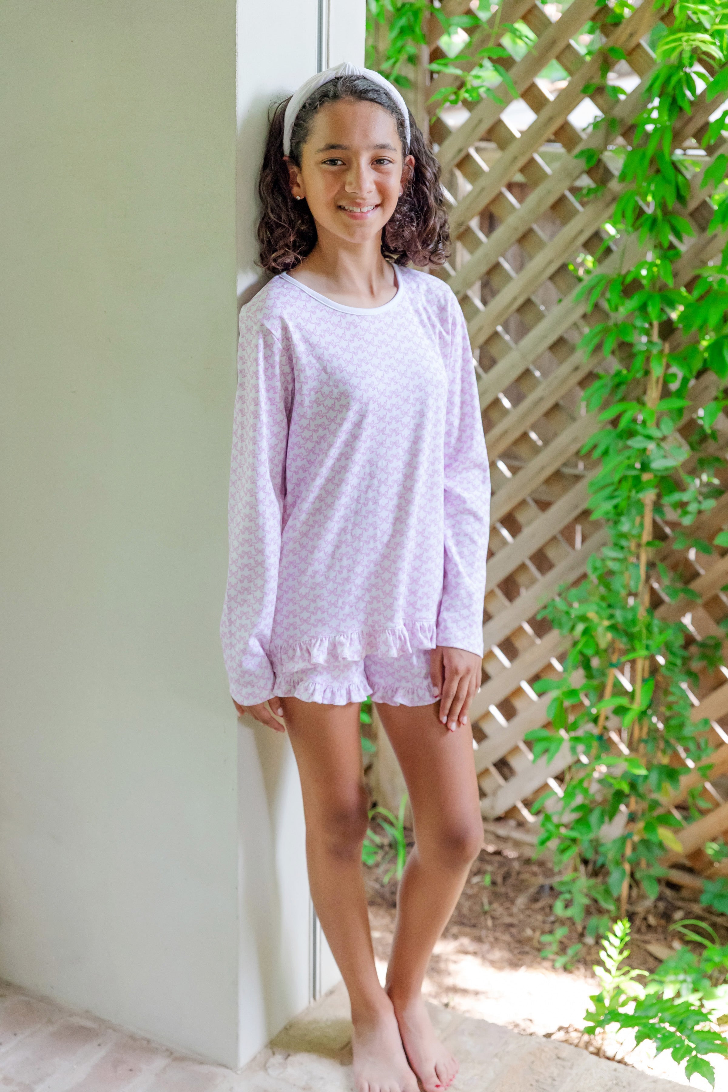 Rorie Girls' Short Set - Pretty Pink Bows