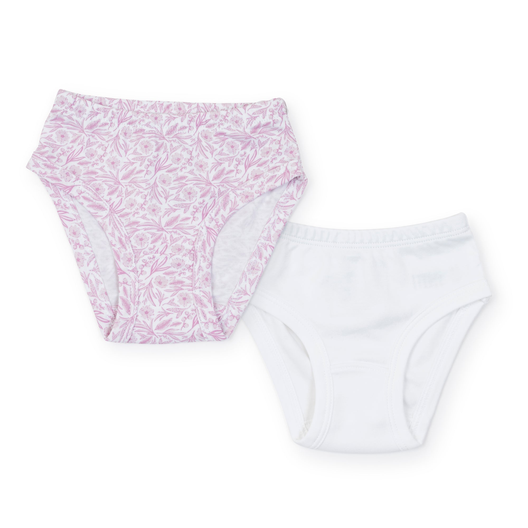 Lauren Girls' Pima Cotton Underwear Set - Pretty Pink Blooms/white