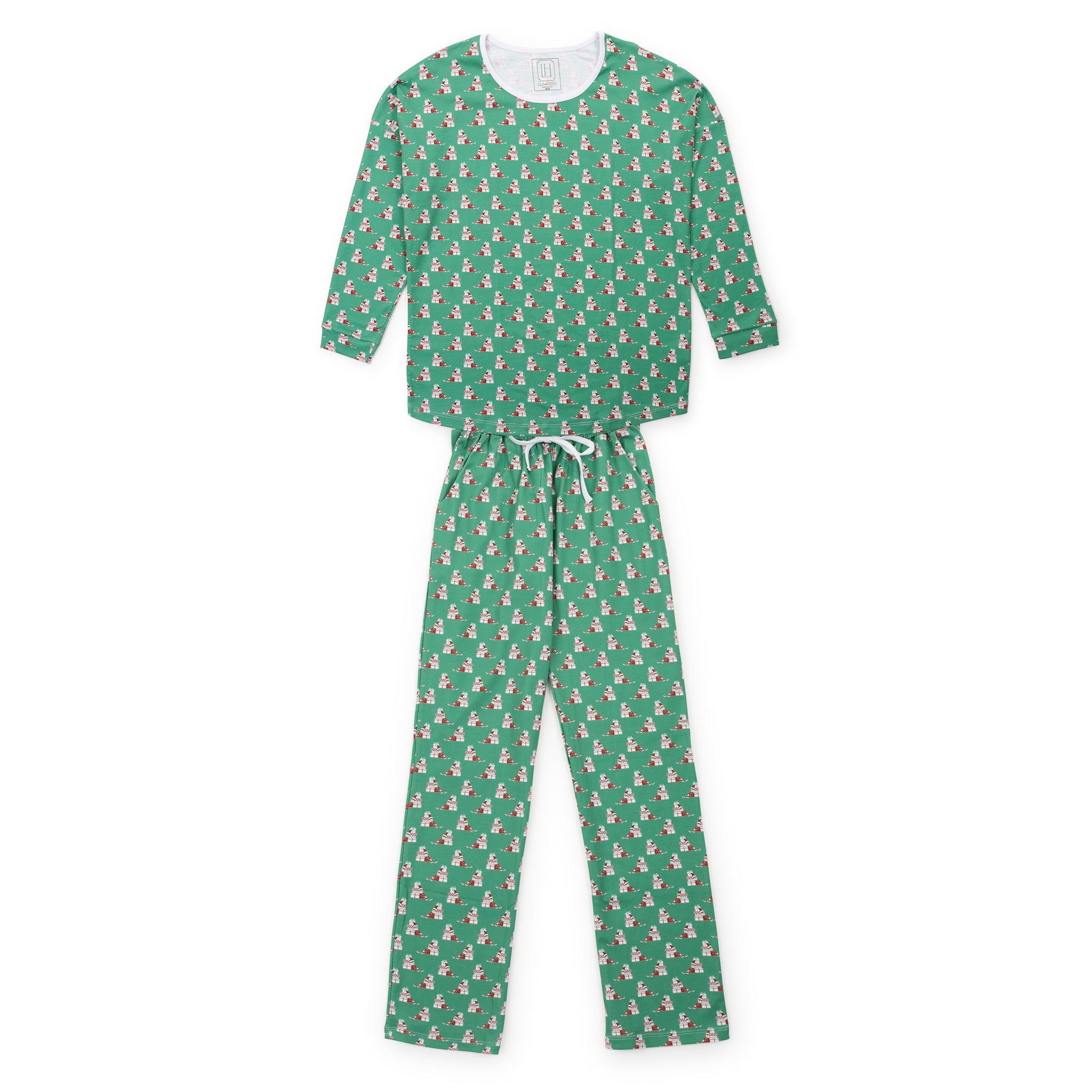 Audrey Women's Longsleeve Top Pant Set - Santa's Helpers