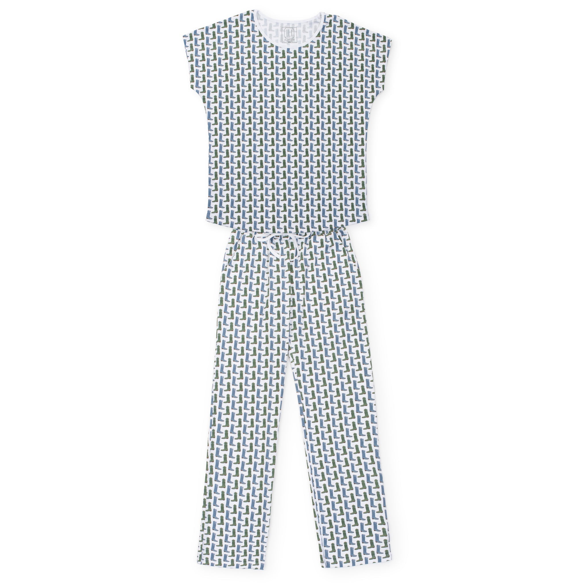 Marcia Women's Pajama Pant Set Cowboy Boots (blue)