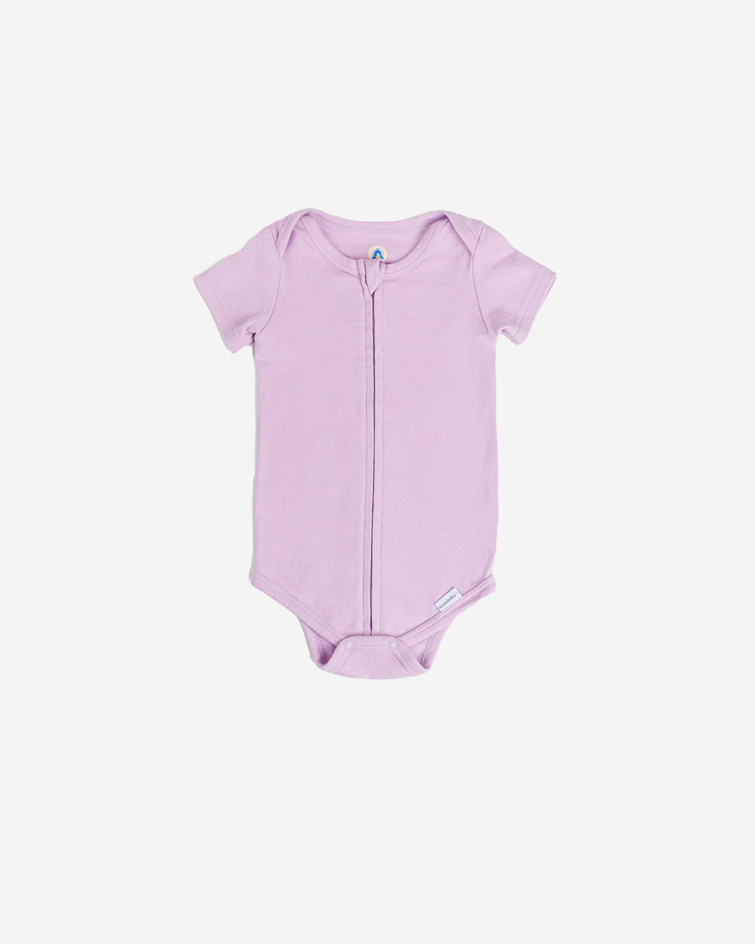 Short Sleeve Zipper Bodysuit In Lilac, 6-9m