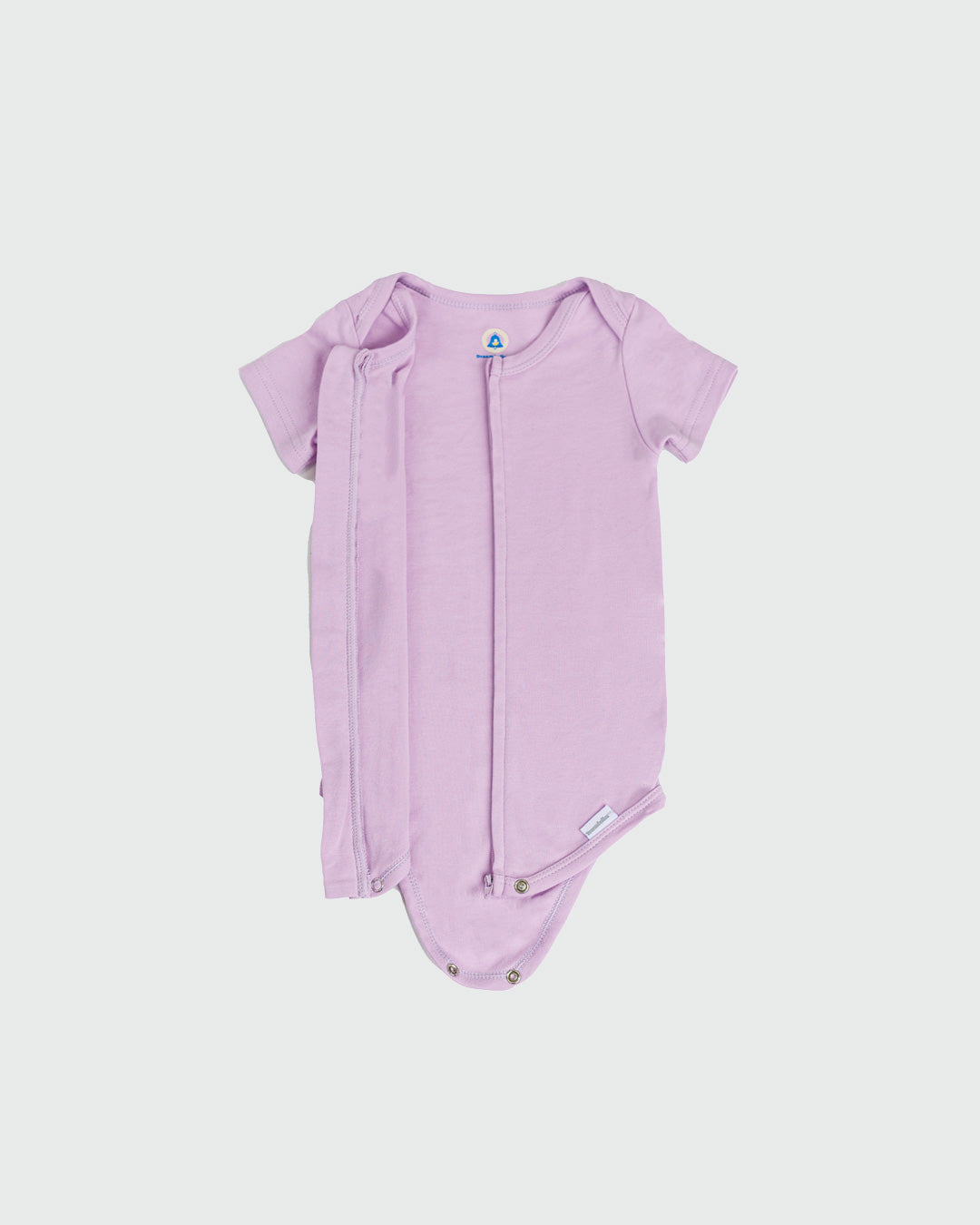 Short Sleeve Zipper Bodysuit In Lilac, 0-3m