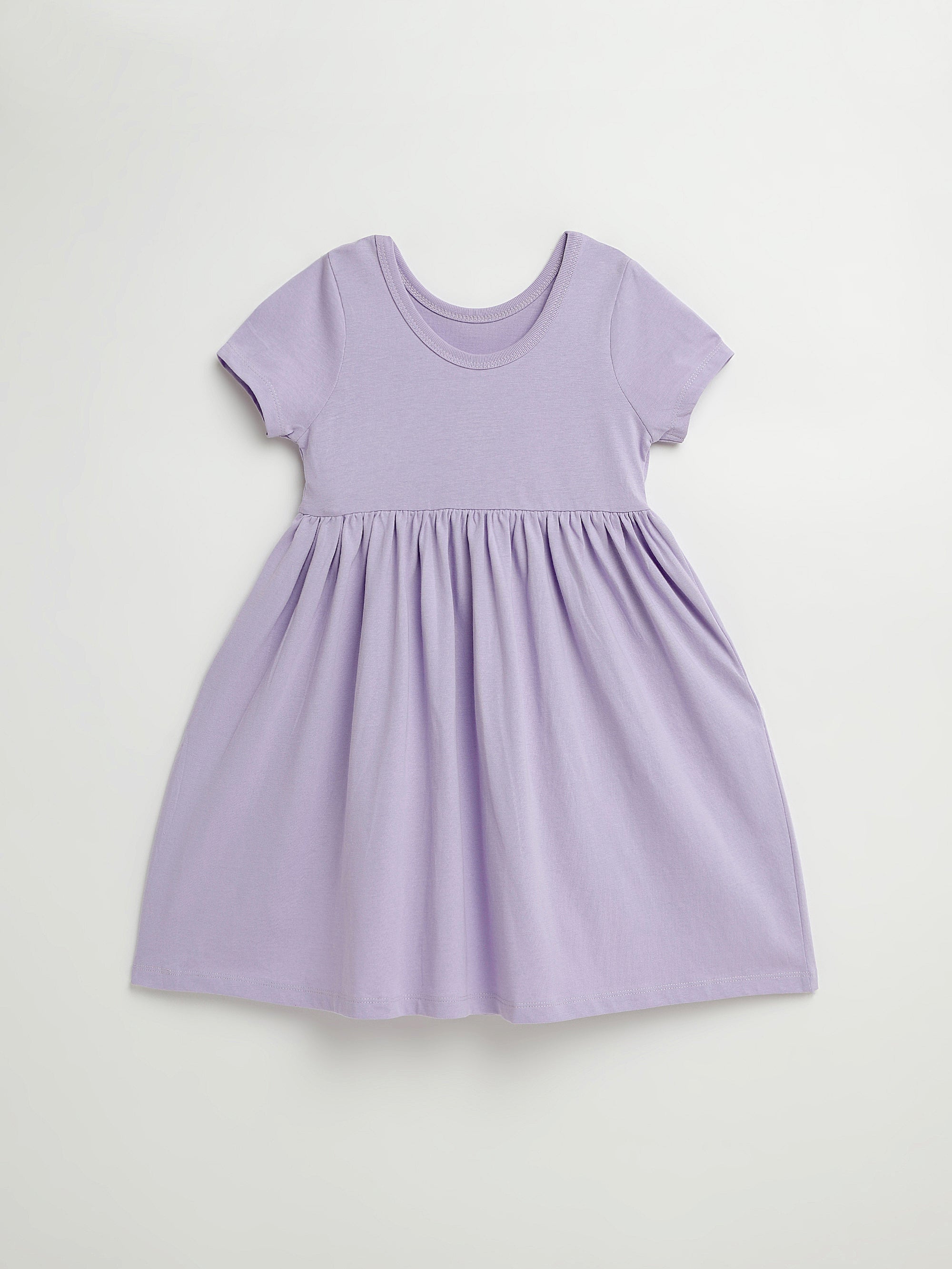 Lilac Prayer Pocket Short Sleeve Twirl Dress Cotton