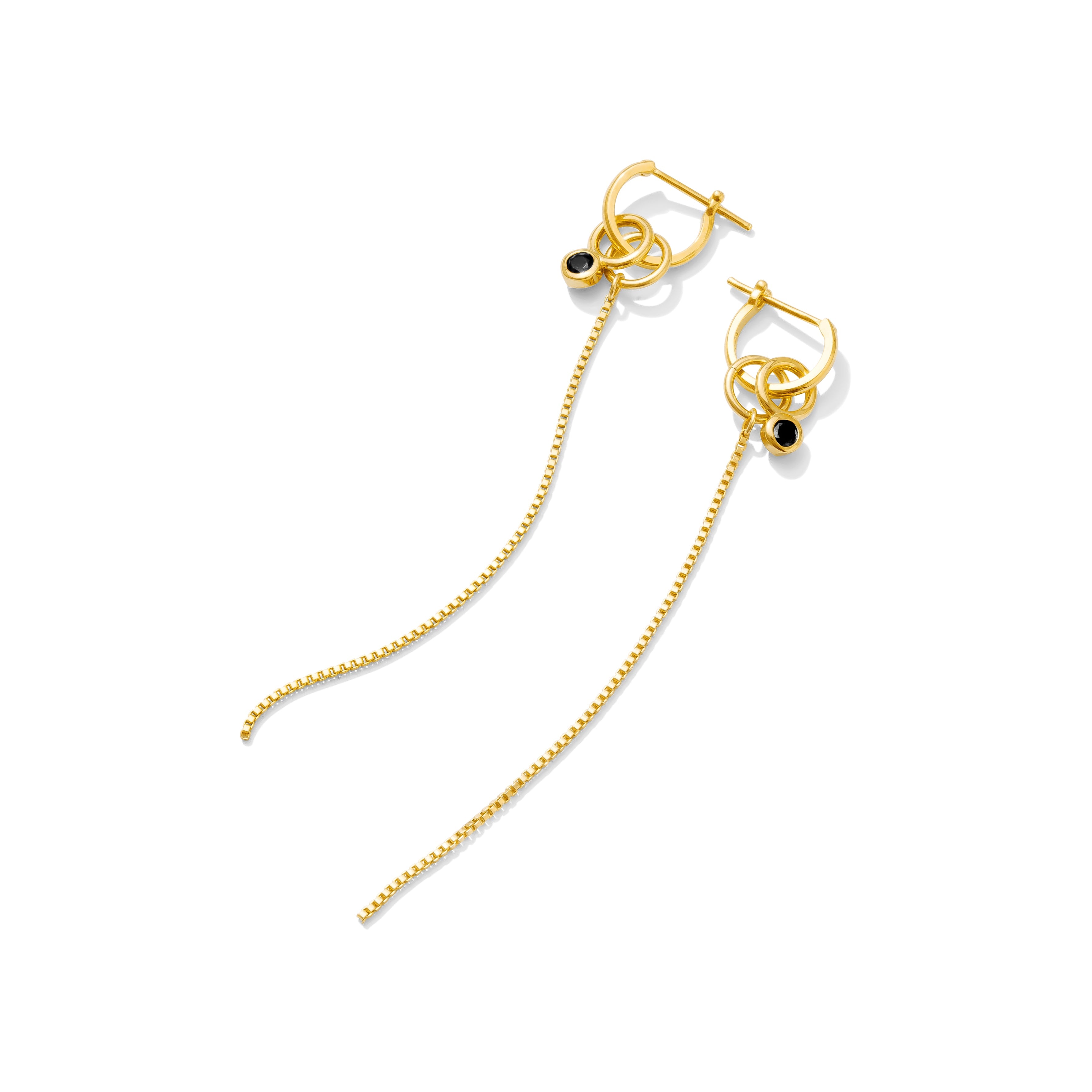 Lilou Black Drop Hoop Earrings