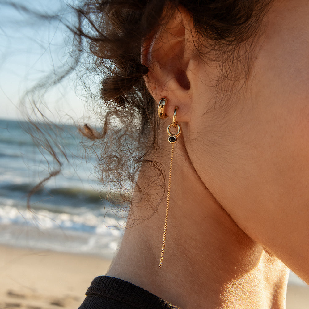 Lilou Black Drop Hoop Earrings