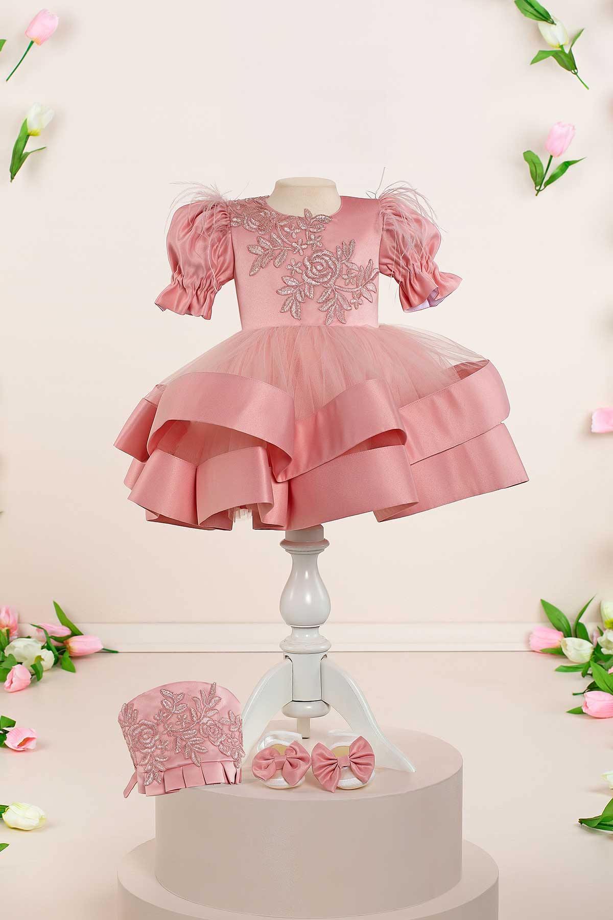 Linda Pink Baby Dress Set