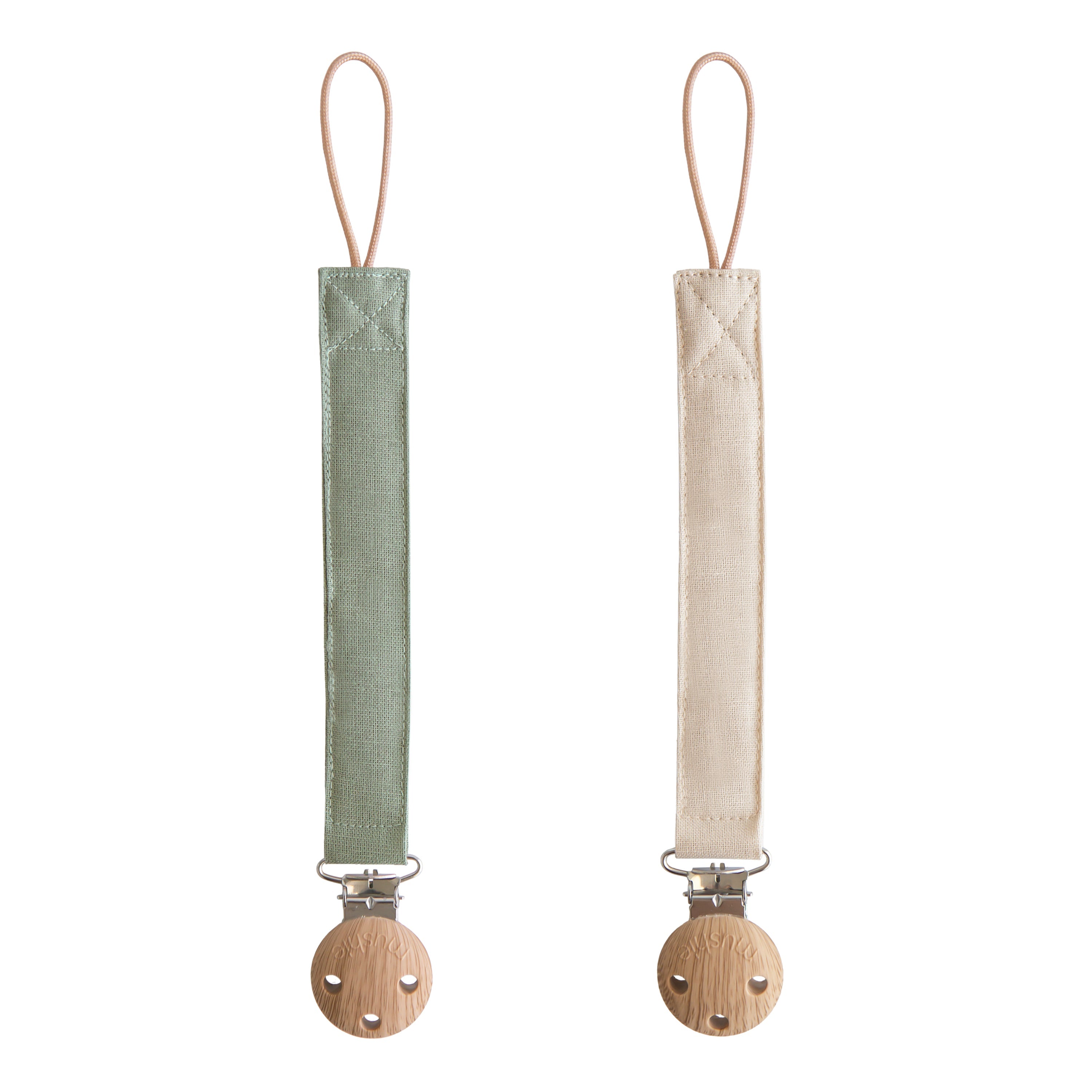 Linen Pacifier Clip 2-pack