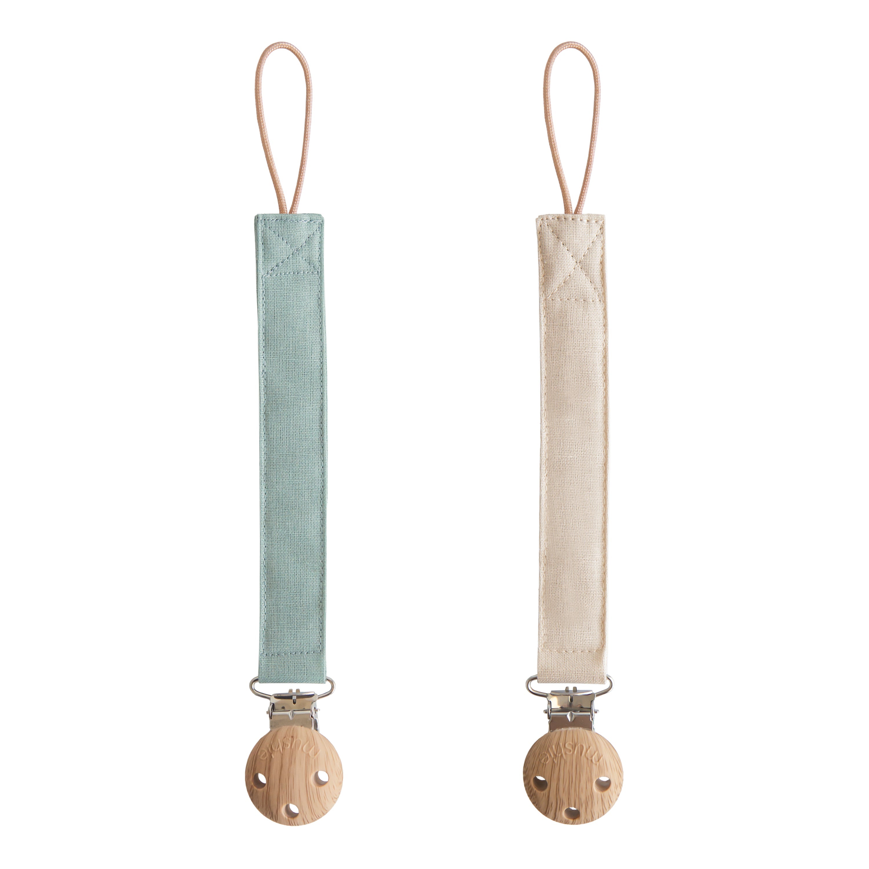 Linen Pacifier Clip 2-pack