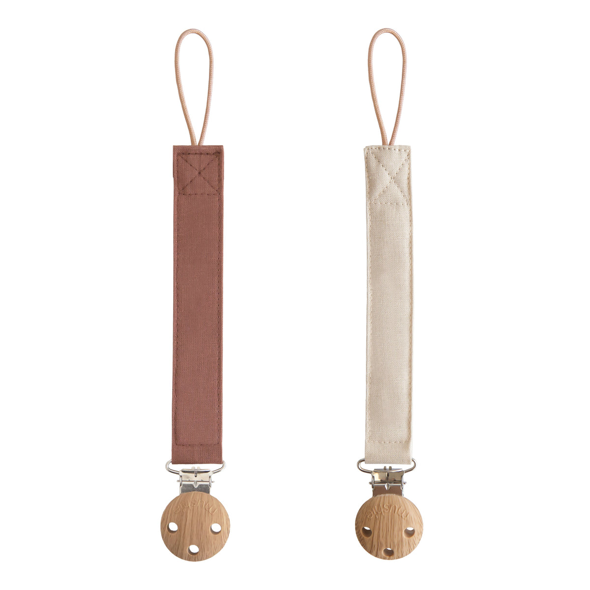 Linen Pacifier Clip 2-pack
