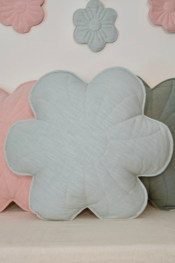 Linen Mint - Flower Pillow