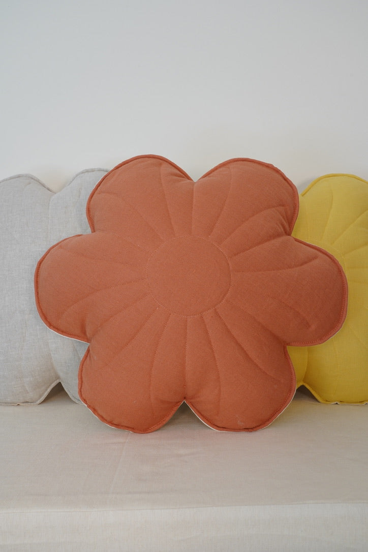 Linen Papaya - Flower Pillow