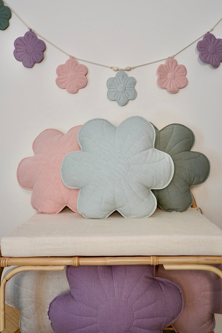 Linen Mint - Flower Pillow