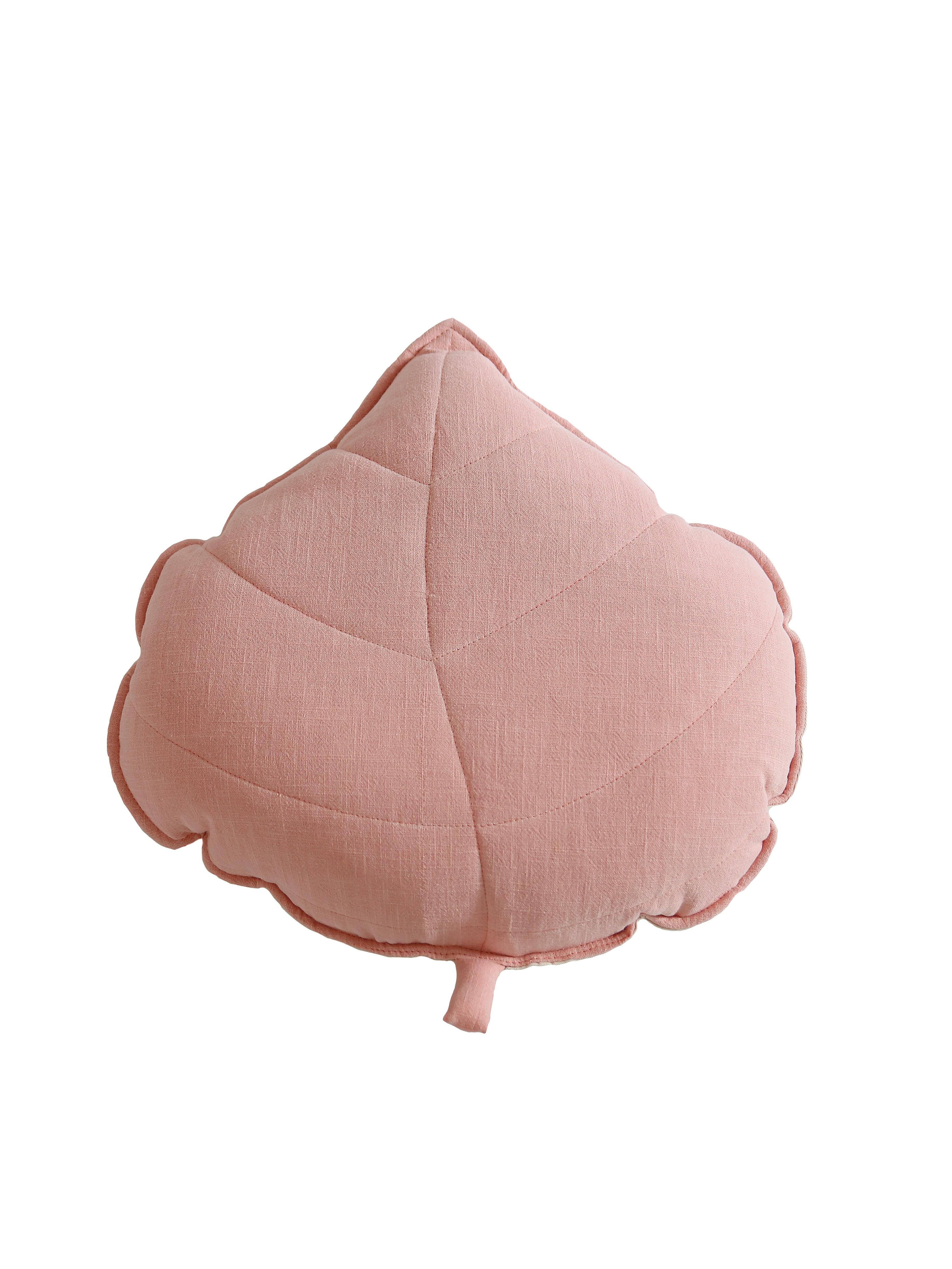 Linen Powder Pink Leaf Pillow