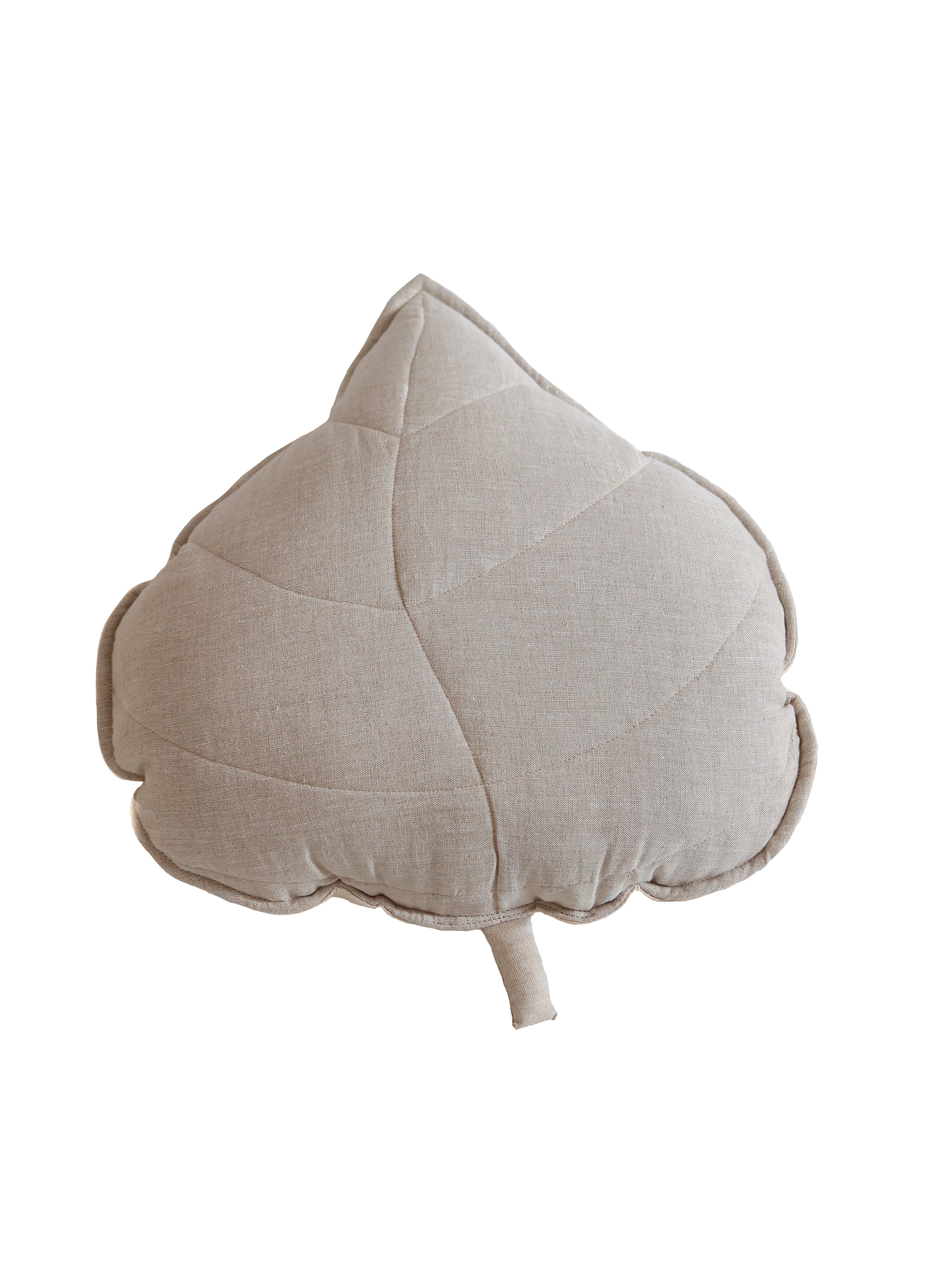 Linen Sand Leaf Pillow