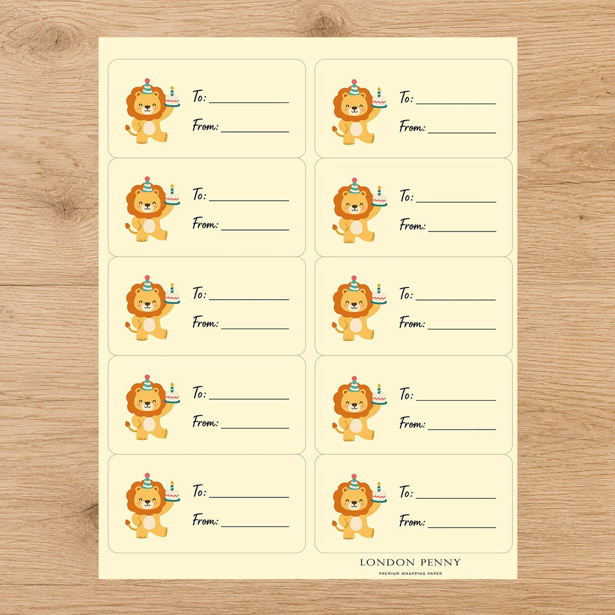 Lion’s Birthday Bash Gift Tag Sticker Sheet