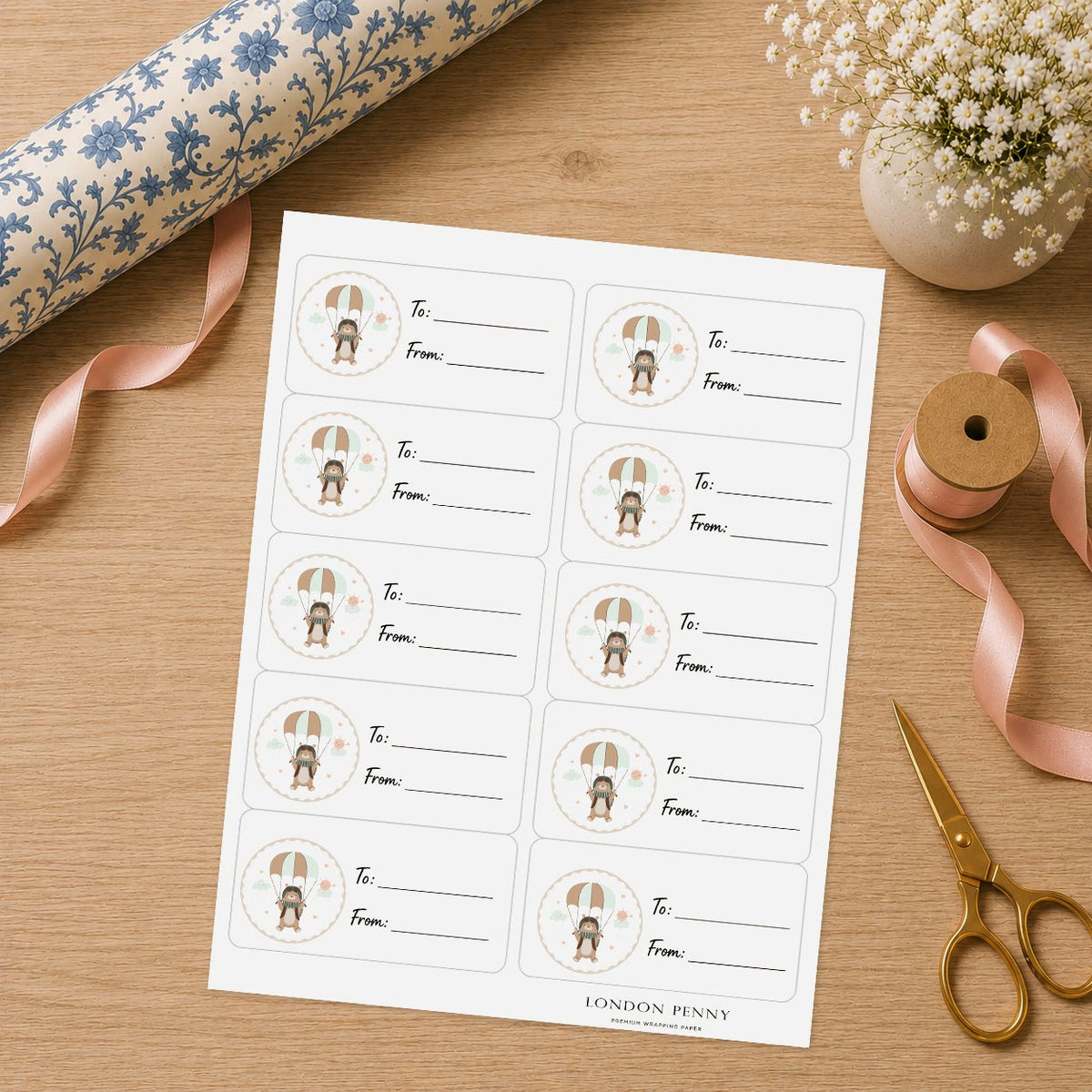 Little Bear Adventure Gift Tag Sticker Sheet