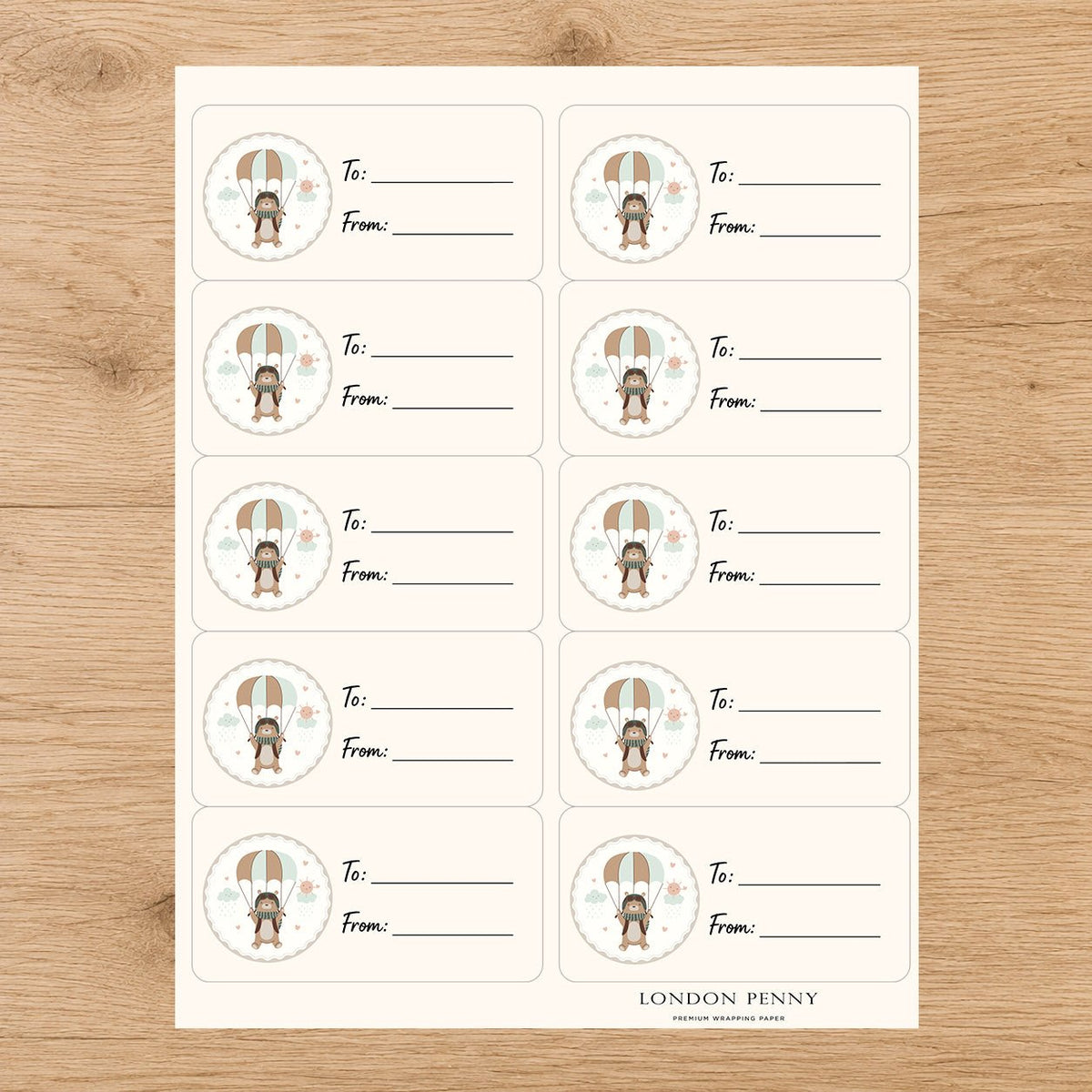 Little Bear Adventure Gift Tag Sticker Sheet