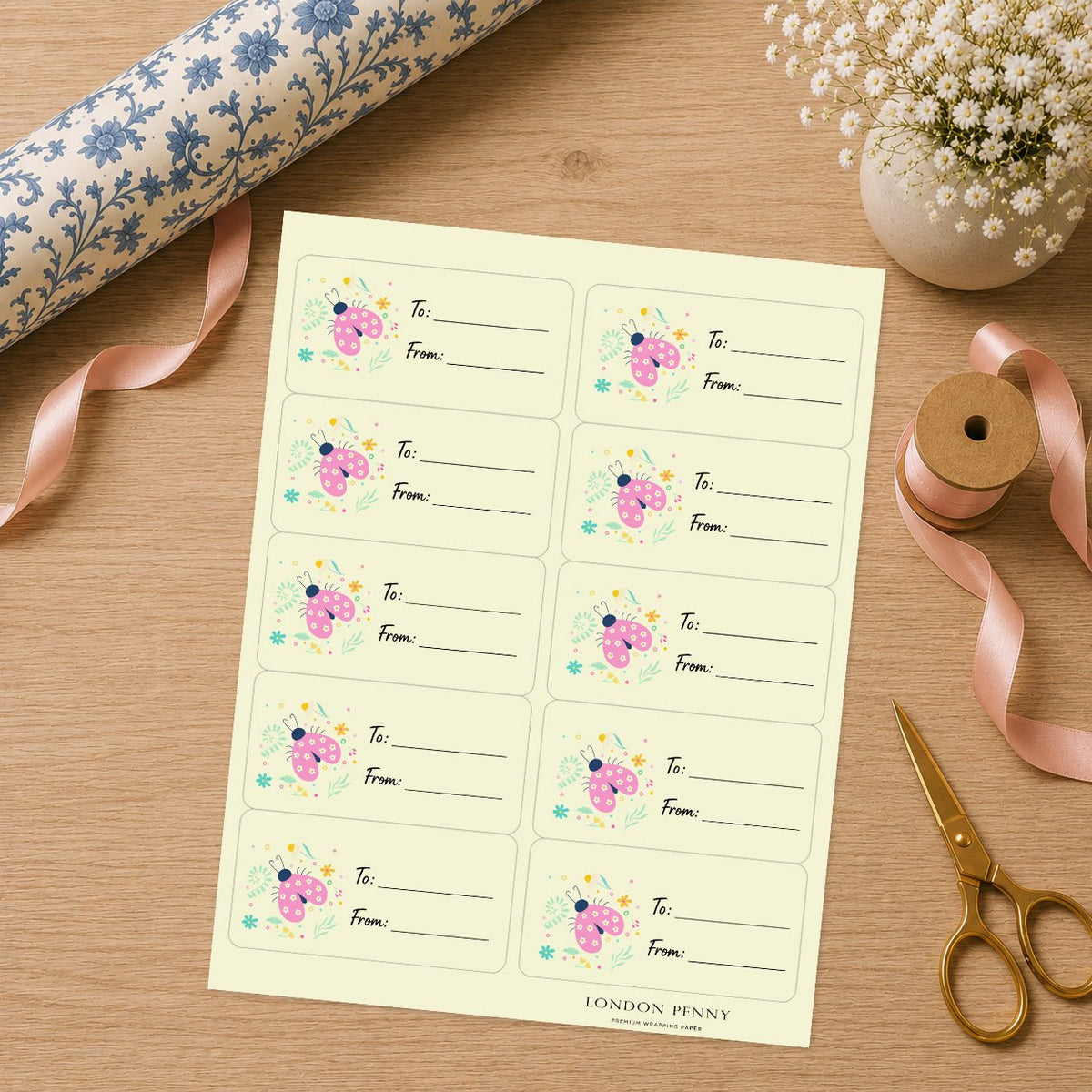 Little Ladybug Love Gift Tag Sticker Sheet