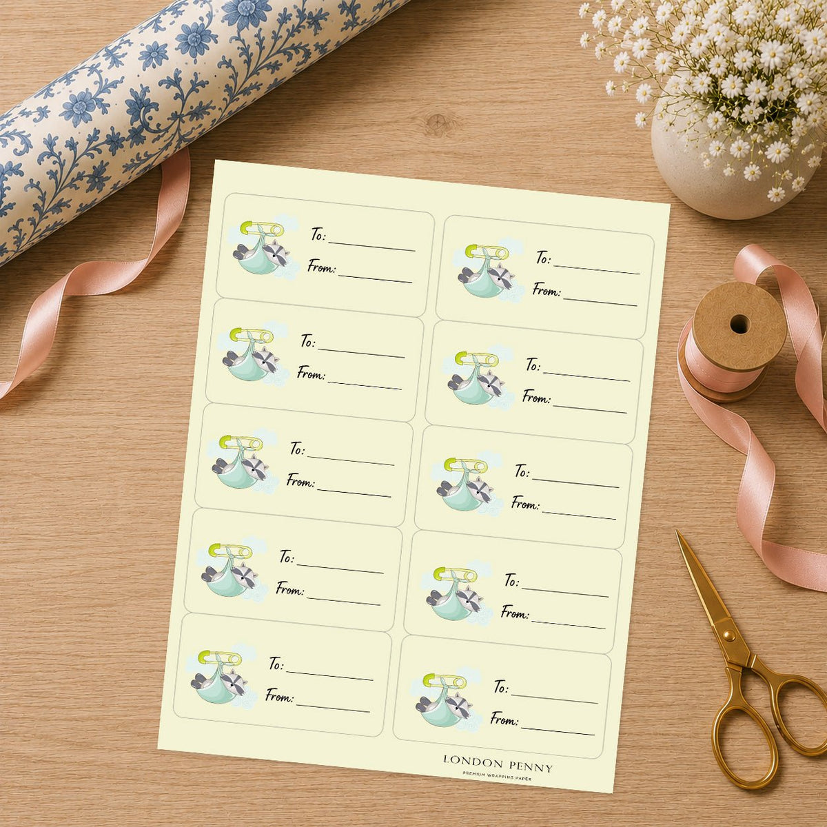Little Raccoon Bundle Gift Tag Sticker Sheet