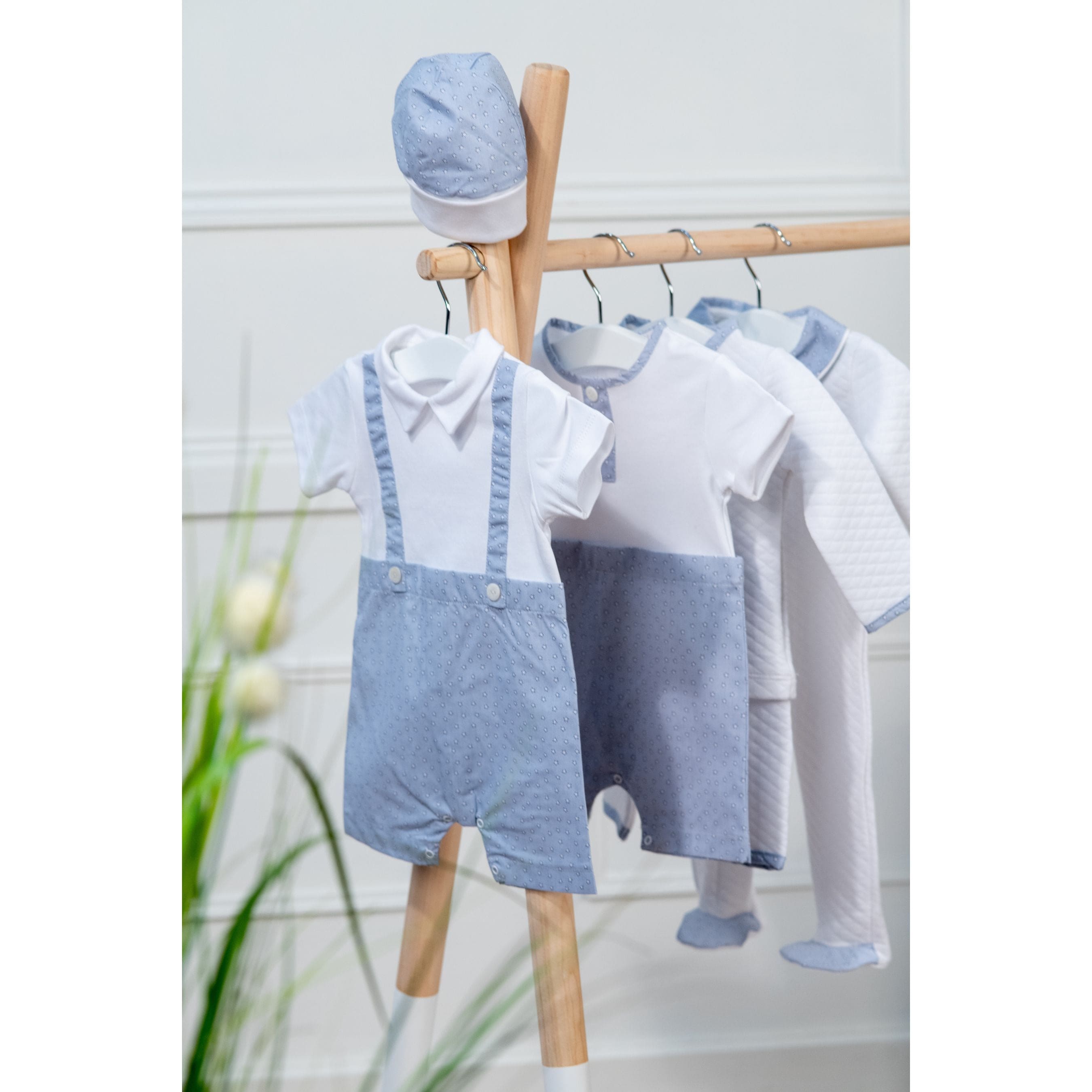 Little Stars | Baby Boys White & Blue Cotton Hat