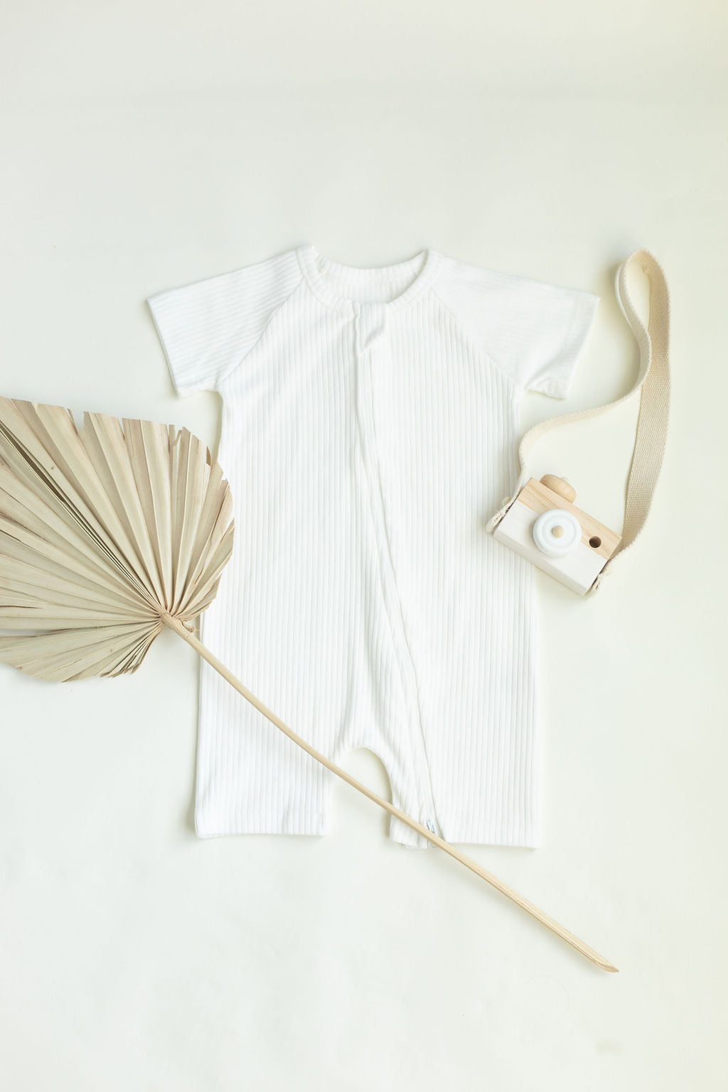 Organic Rib Cotton Baby Romper With Double Zipper
