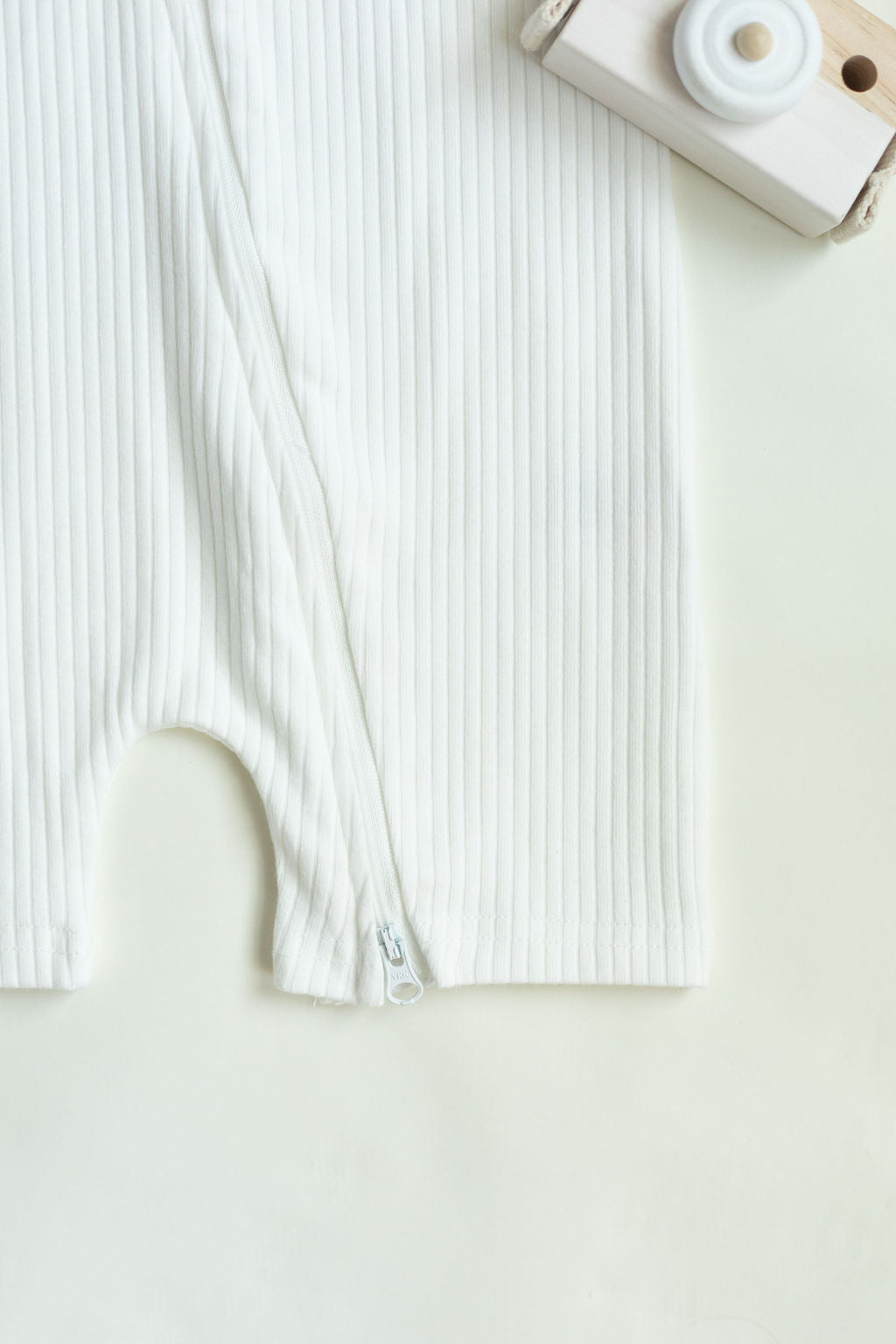 Organic Rib Cotton Baby Romper With Double Zipper