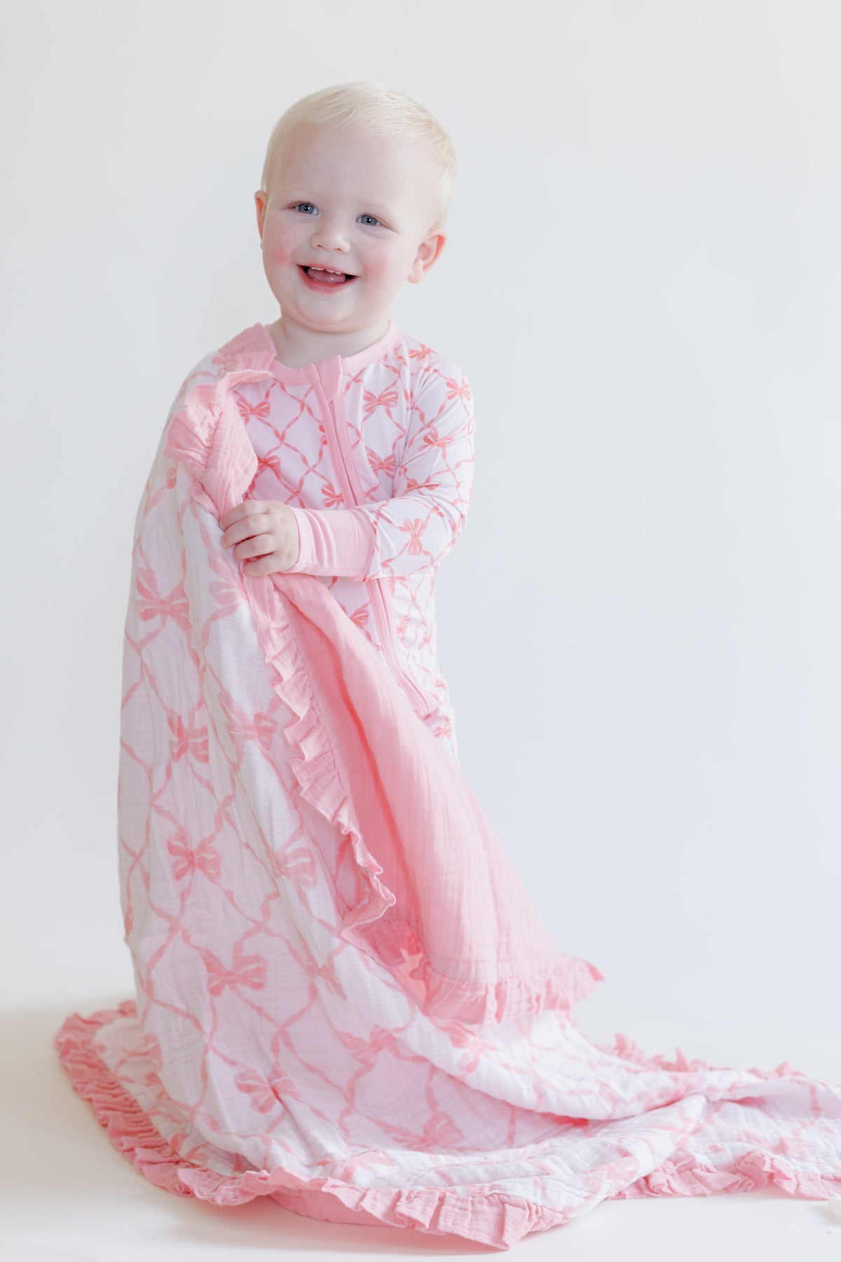 Beautiful Bows Zipper One Piece Pajama