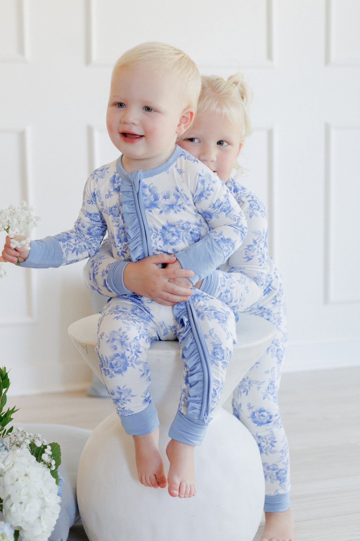 A Peony For Your Thoughts Ruffle Zipper One Piece Pajama