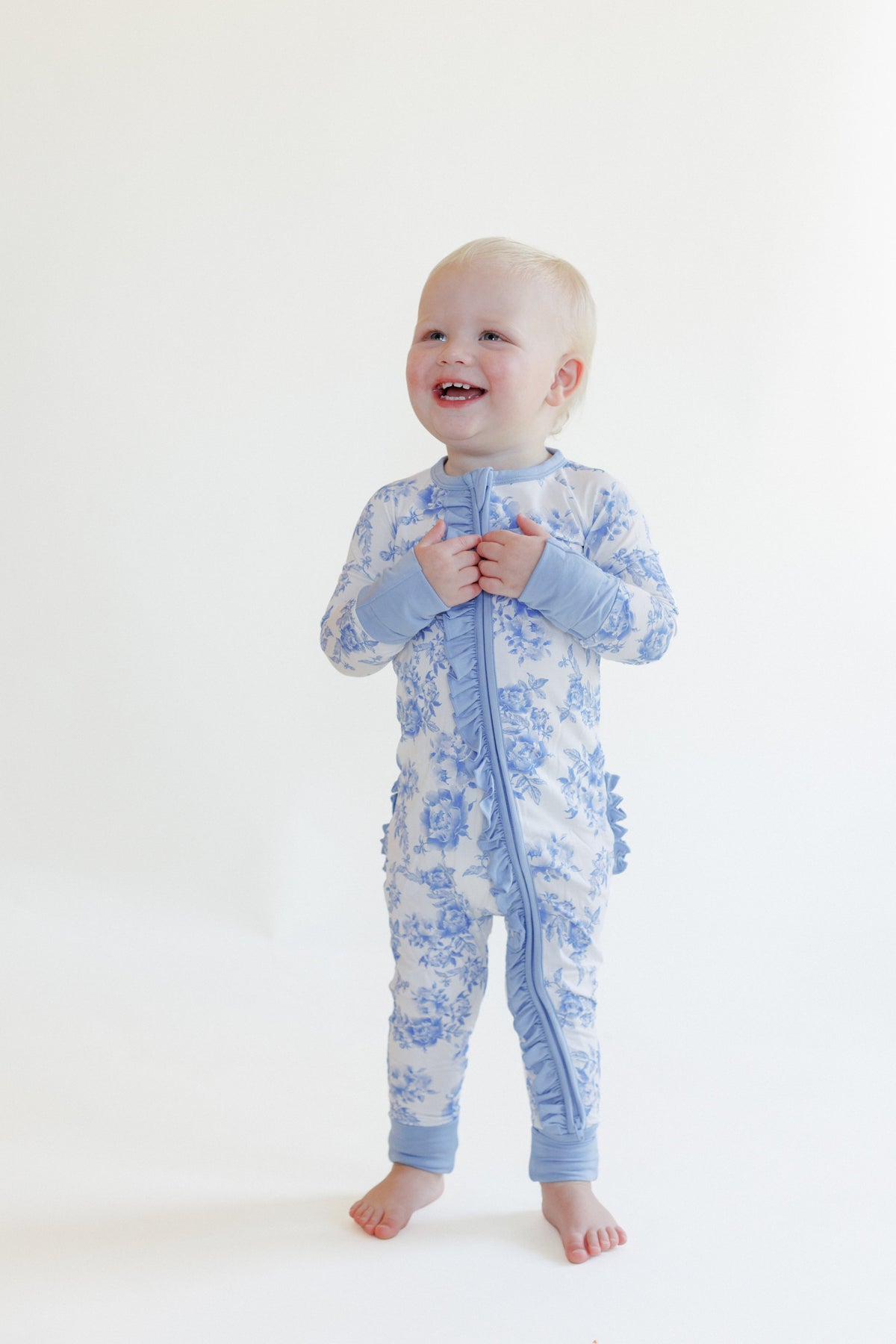 A Peony For Your Thoughts Ruffle Zipper One Piece Pajama