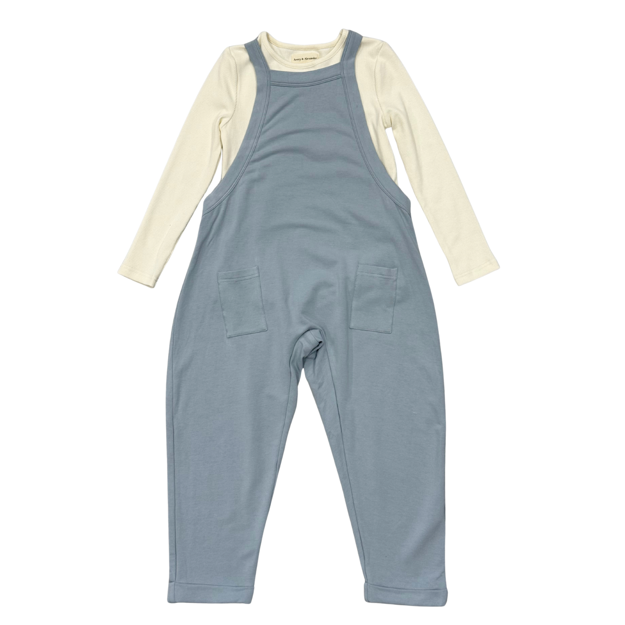Long Sleeve Harem Jumpsuit Set In Grayish Blue
