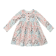 Girls Long Sleeve Henley Dress In Rainbow Hearts