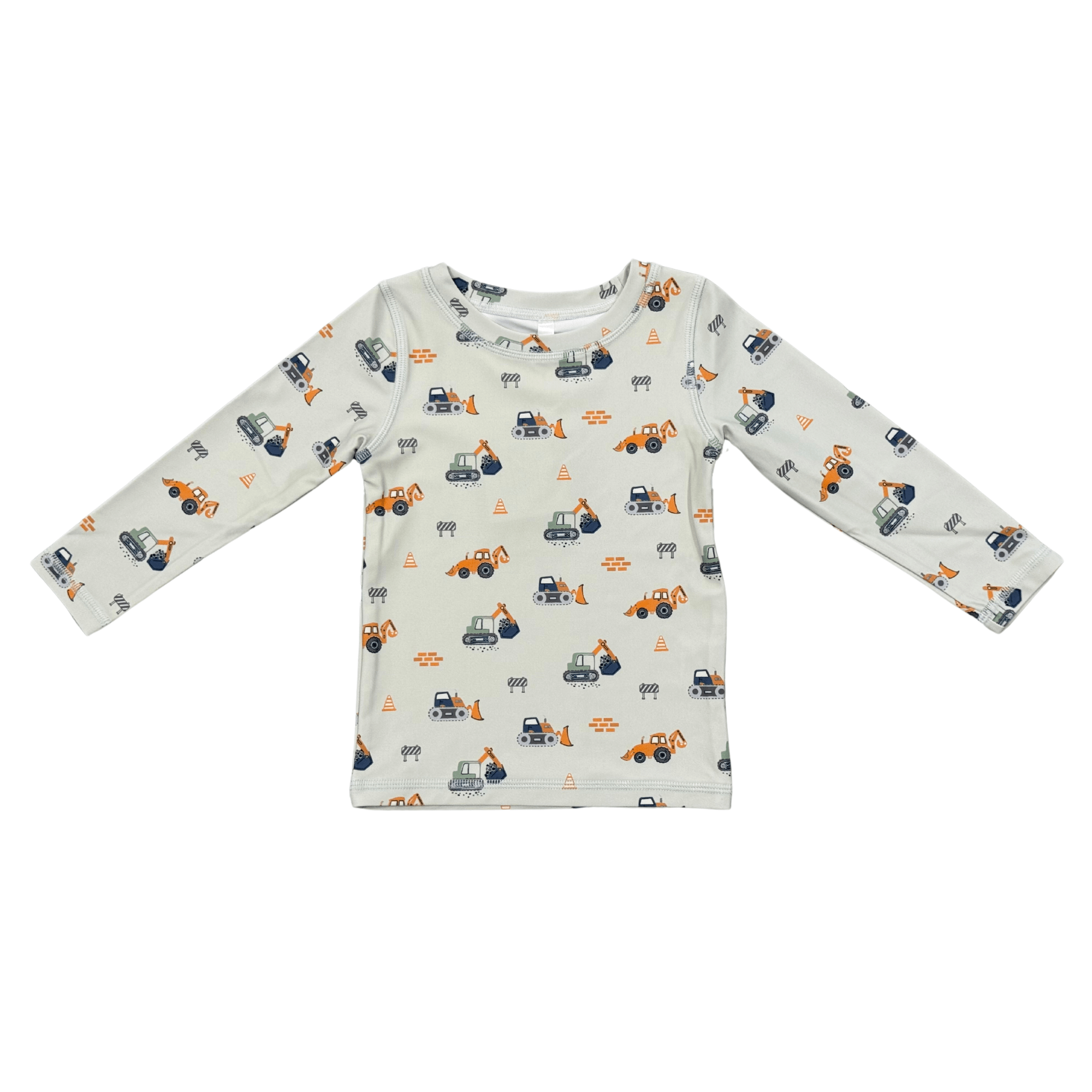 Boys Long Sleeve Rash Guard Swim Shirt In Construction