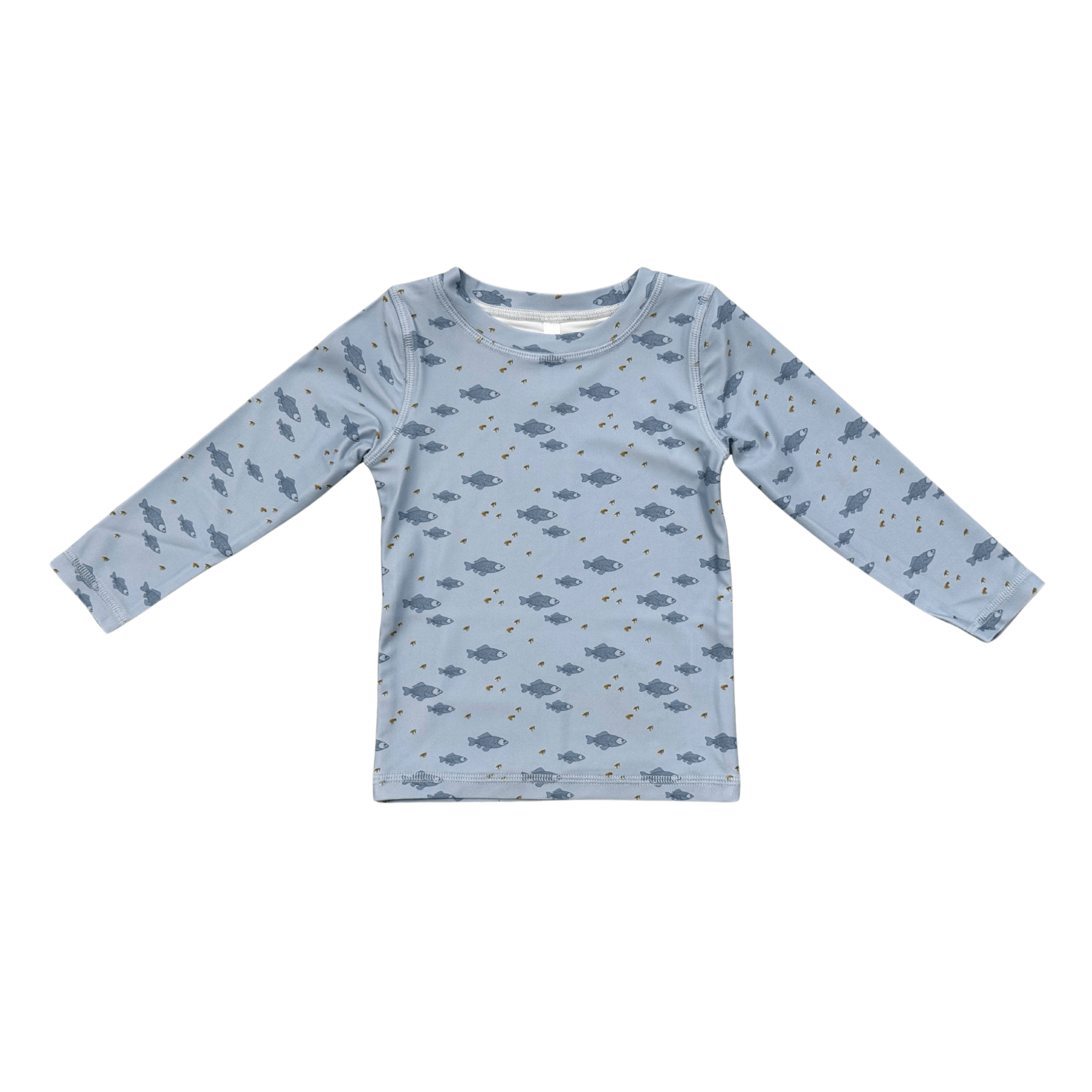 Boys Long Sleeve Rash Guard Swim Shirt In Fish