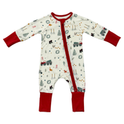 Baby Boy Long Sleeve Zip Romper In Christmas Farm