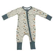 Baby Boy Long Sleeve Zip Romper In Farm