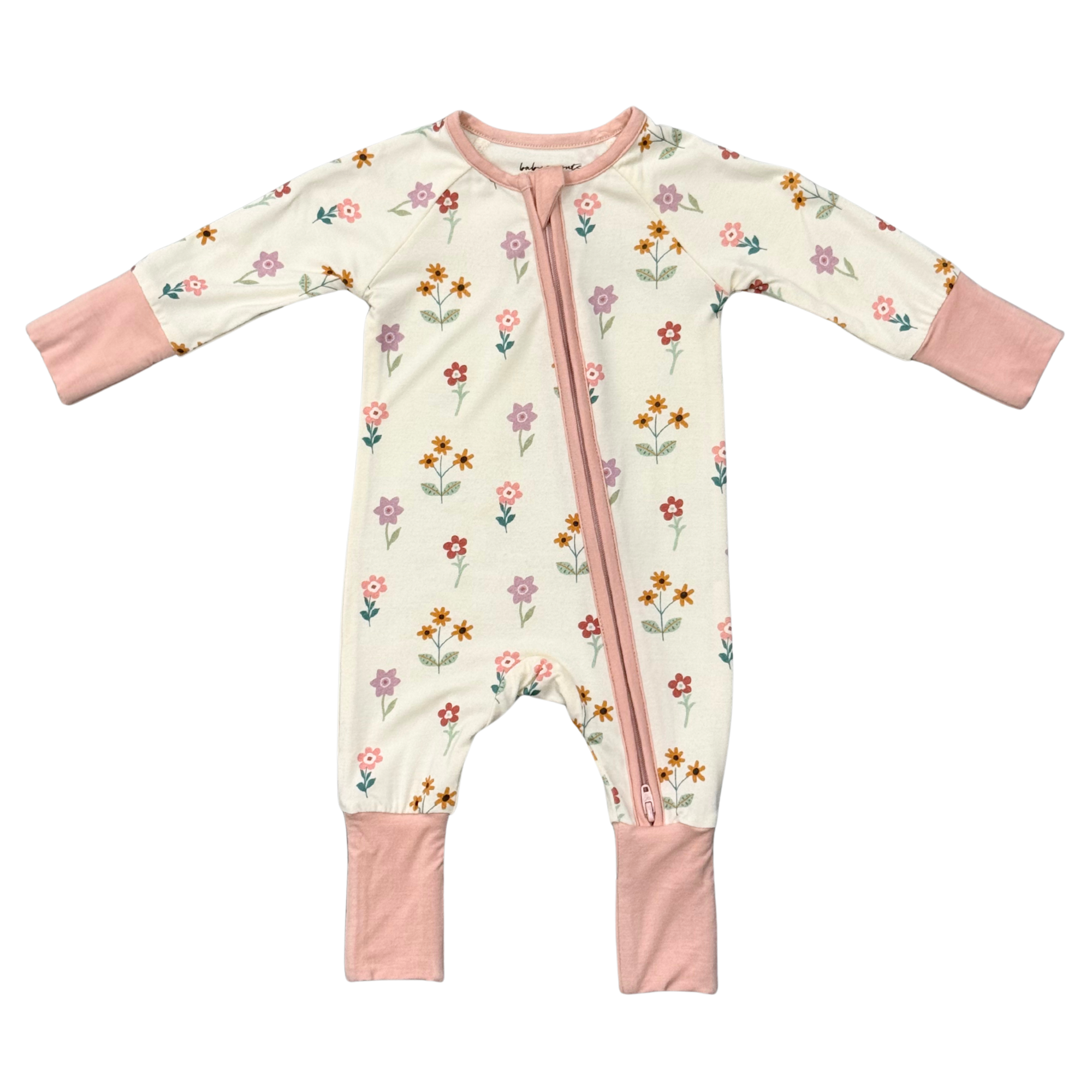 Baby Girl Sleeve Zip Romper In Meadow Bloom