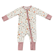 Baby Girl Long Sleeve Zip Romper In Floral Chicken