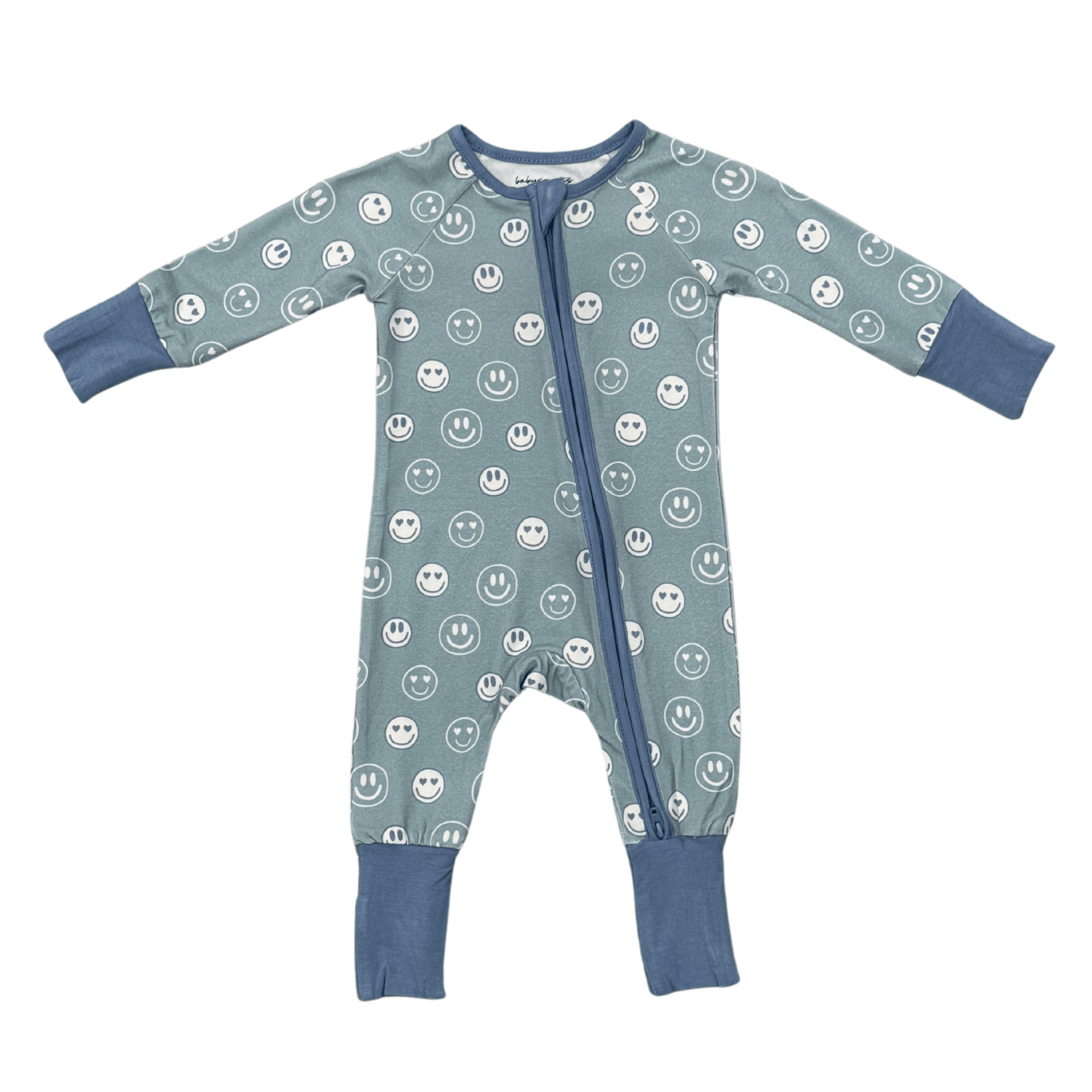 Baby Boy Long Sleeve Zip Romper In Heart Eyes