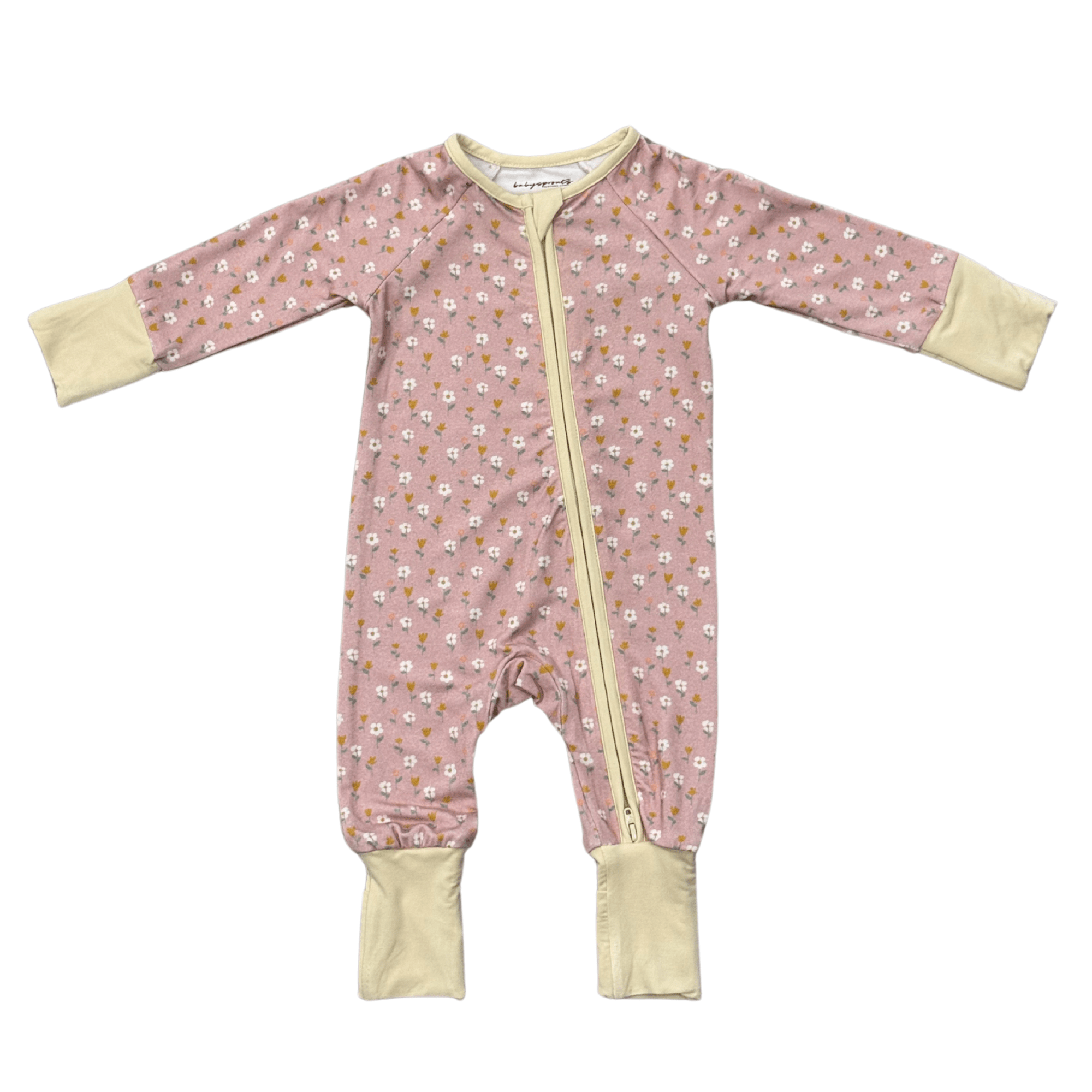 Baby Girl Long Sleeve Zip Romper In Mini Daisy